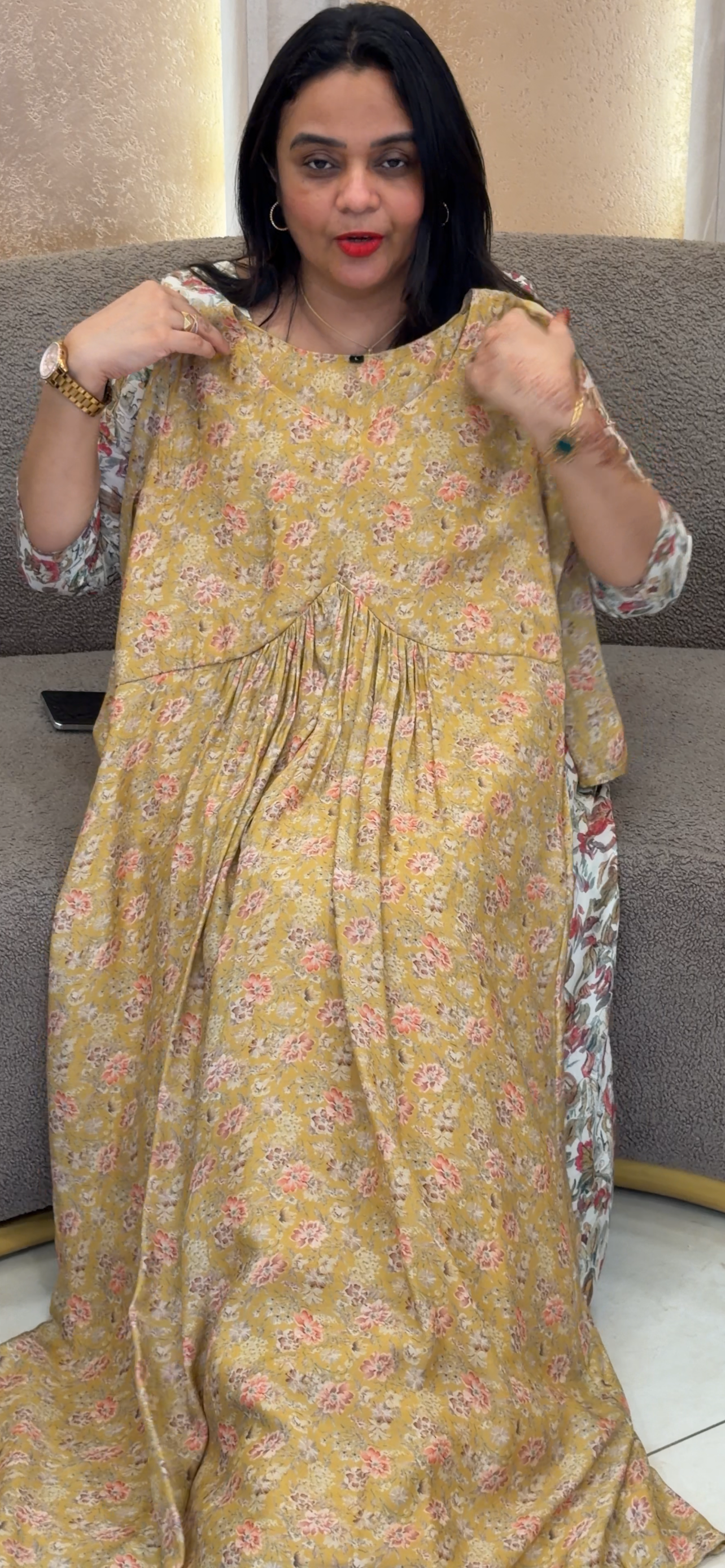 MUSLIN PRINTED LONG TOPS - IHA 33323