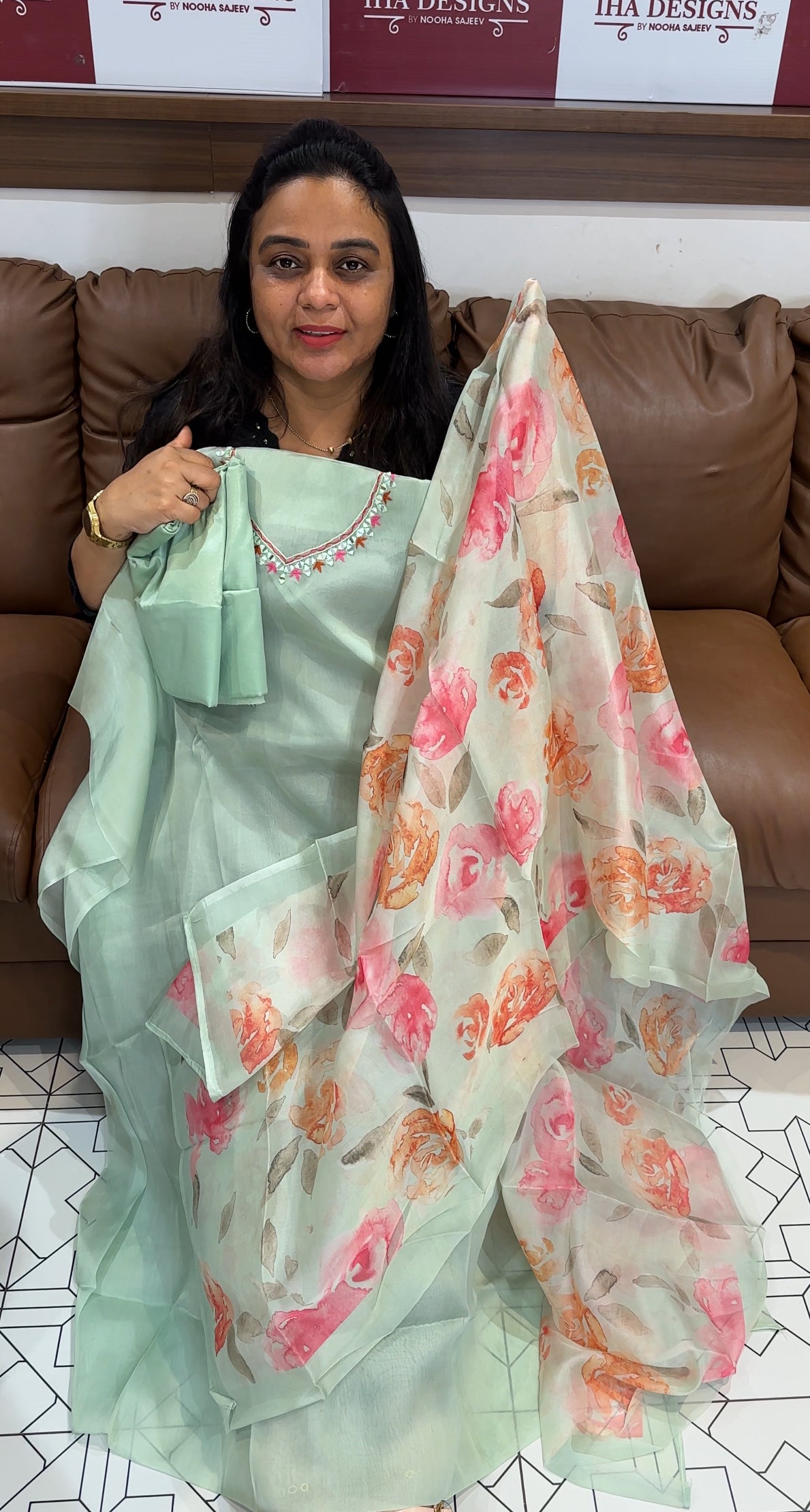 ORGANZA UNSTITCHED SALWAR SUITS - IHA 28129