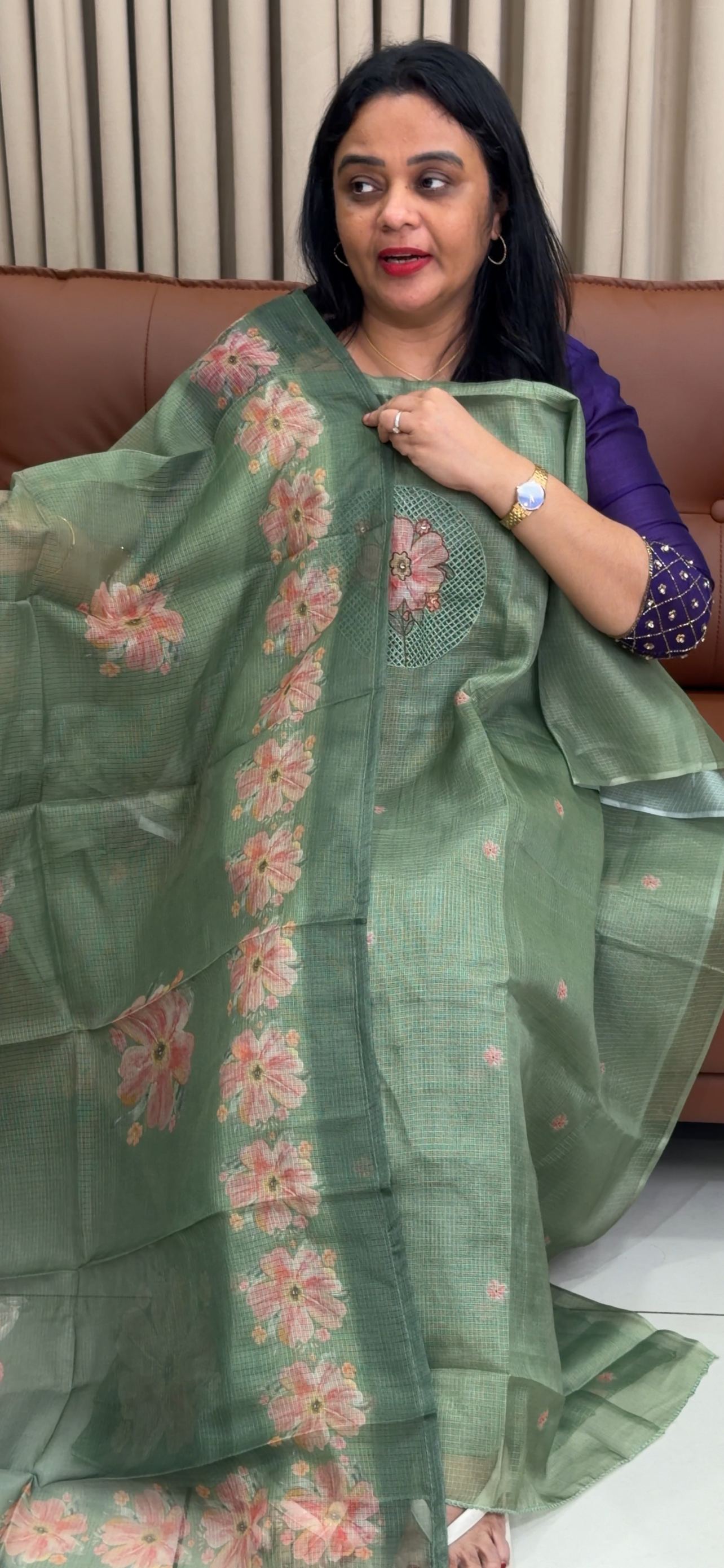 SILKY KOTA UNSTITCHED SALWAR SUITS - IHA 34460