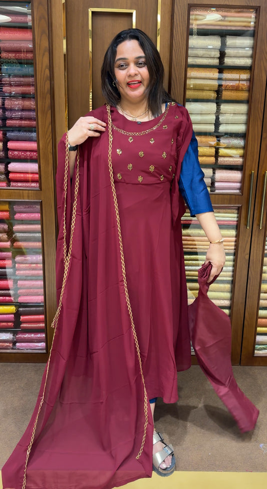 ANARKALI TOP, BOTTOM AND DUPATTA - IHA 22539