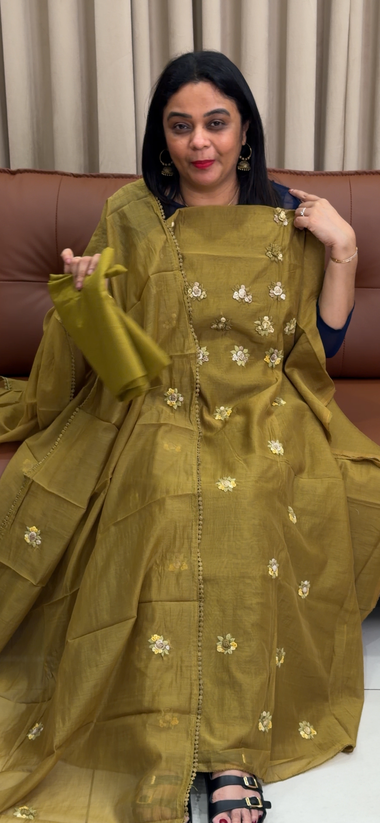 MALAI CHANDERI UNSTITCHED SALWAR SUITS - IHA 33966