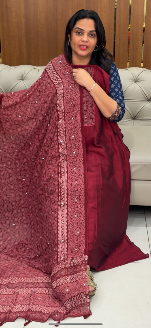 SEMI RAW SILK UNSTITCHED SALWAR SUITS - IHA 30569