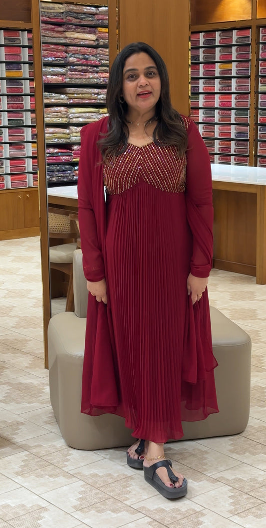 IHA'S IN-HOUSE HAND WORKED ALINE TOP AND DUPATTA - IHA 28226