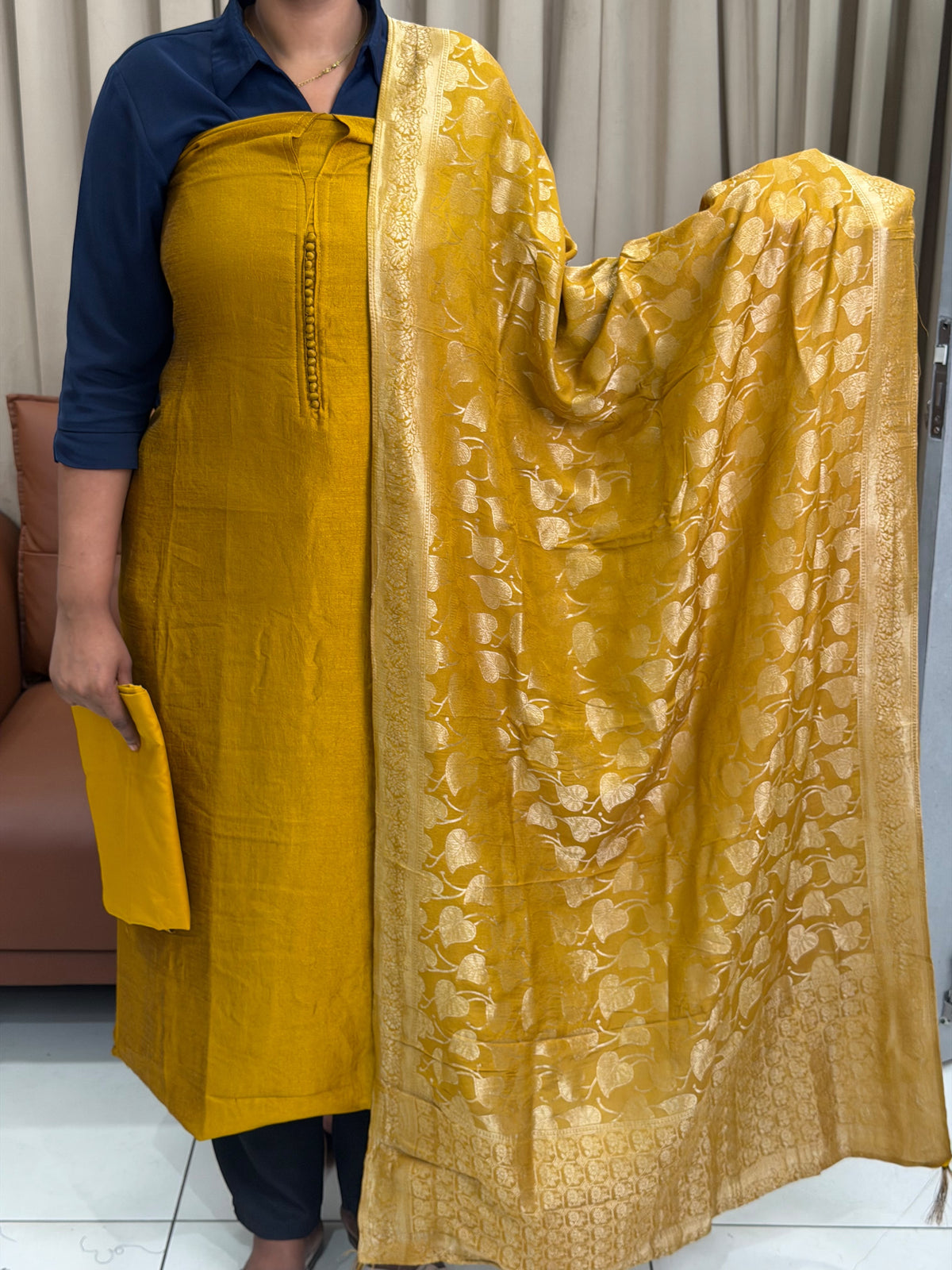 SEMI RAW SILK UNSTITCHED SALWAR SUITS - IHA 35839