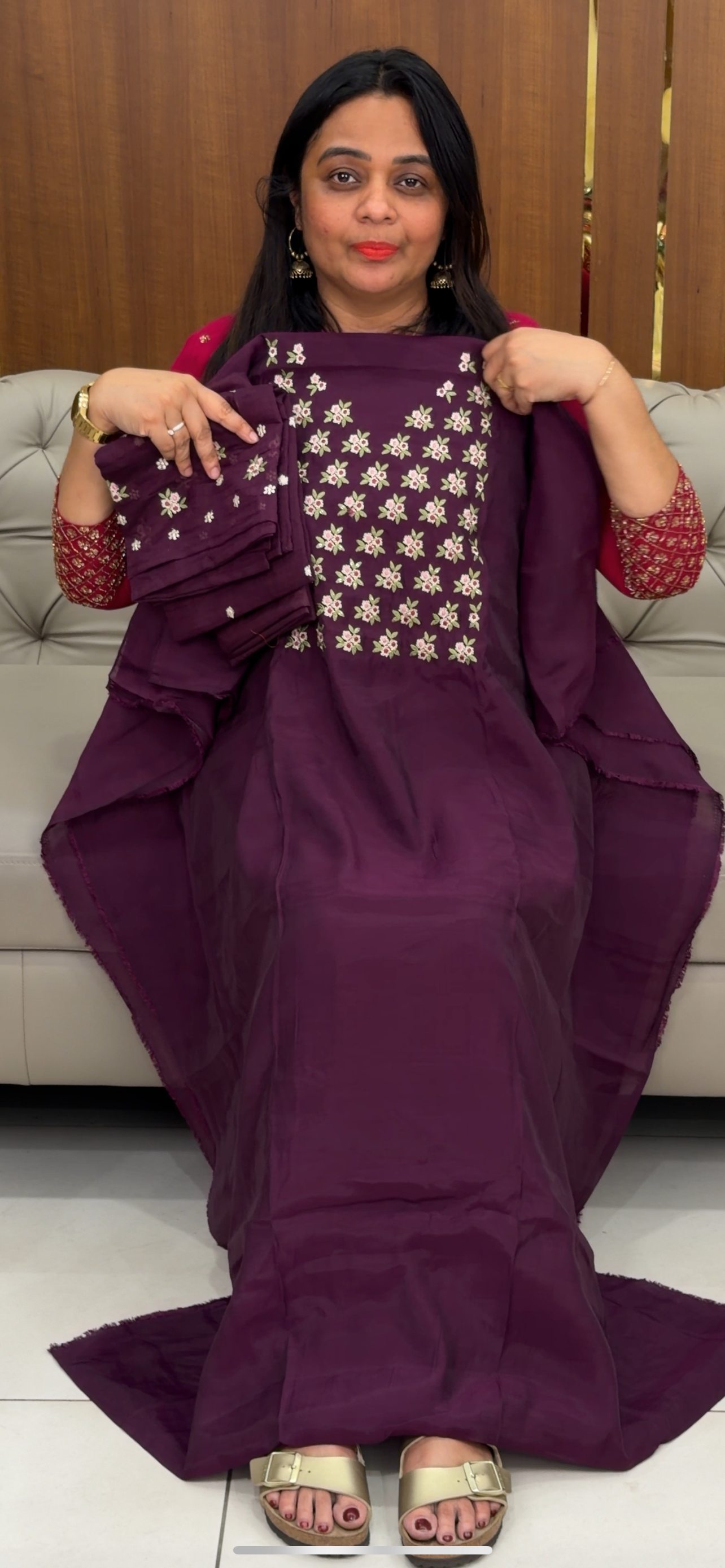 MUL CHANDERI UNSTITCHED  SALWAR SUITS - IHA 29838
