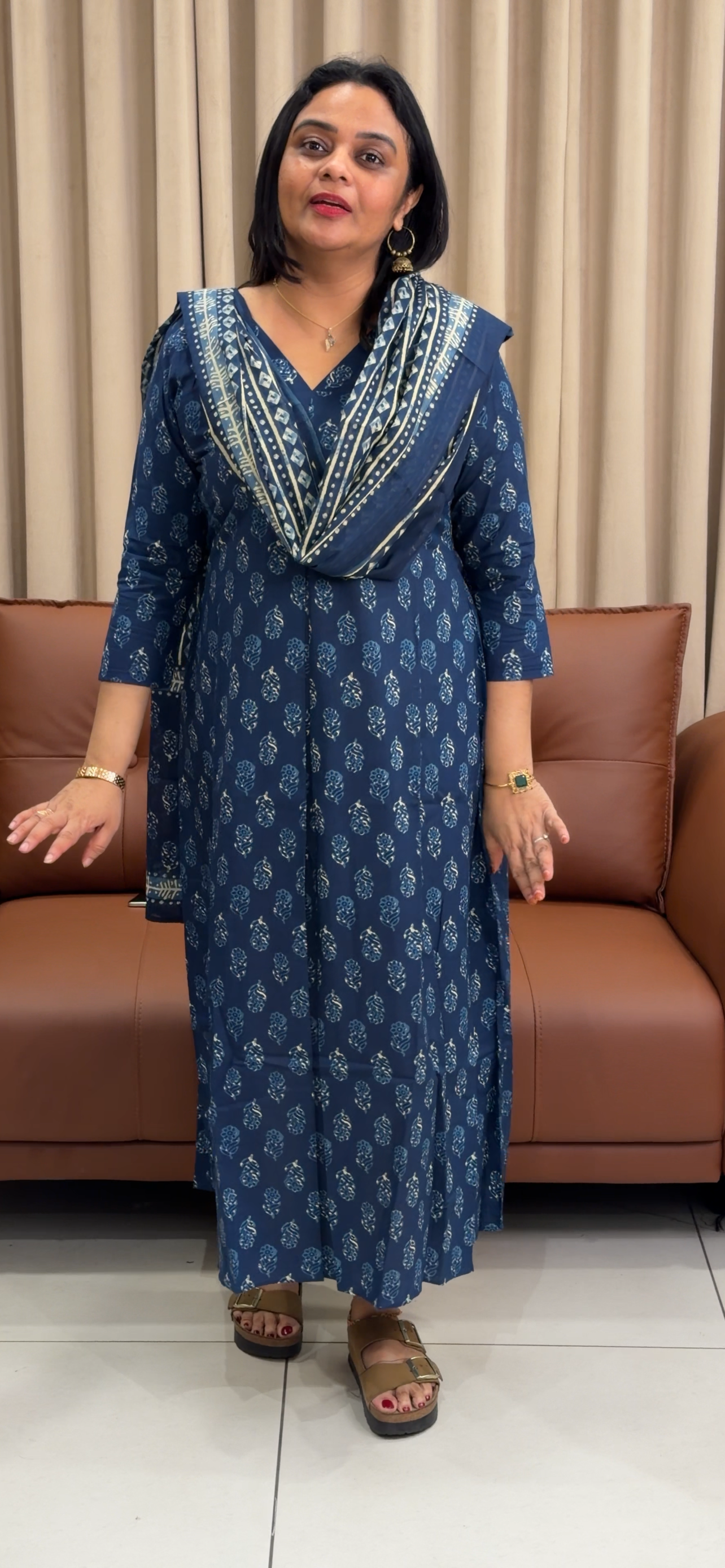 IHA'S IN-HOUSE COTTON LONG ALINE TOPS AND DUPATTA - IHA 33614