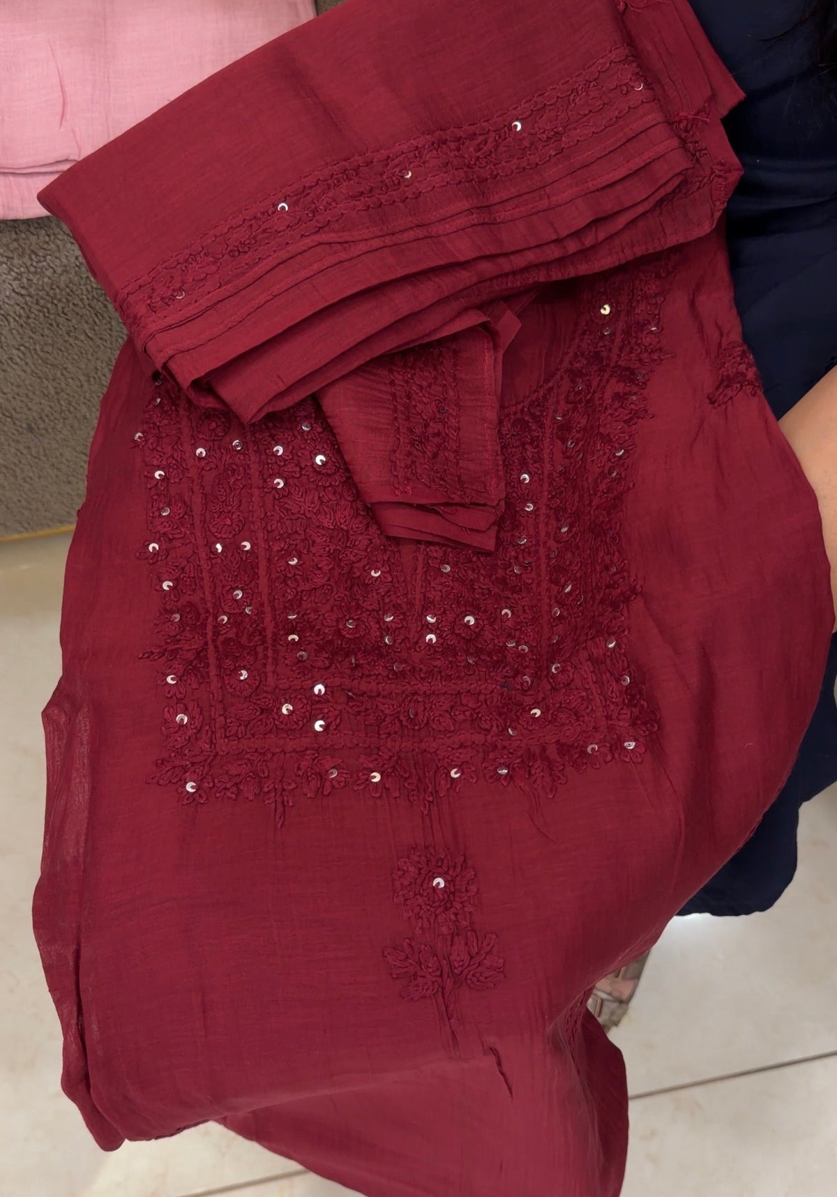 CHIKANKARI UNSTITCHED SALWAR SUIST - IHA 35864