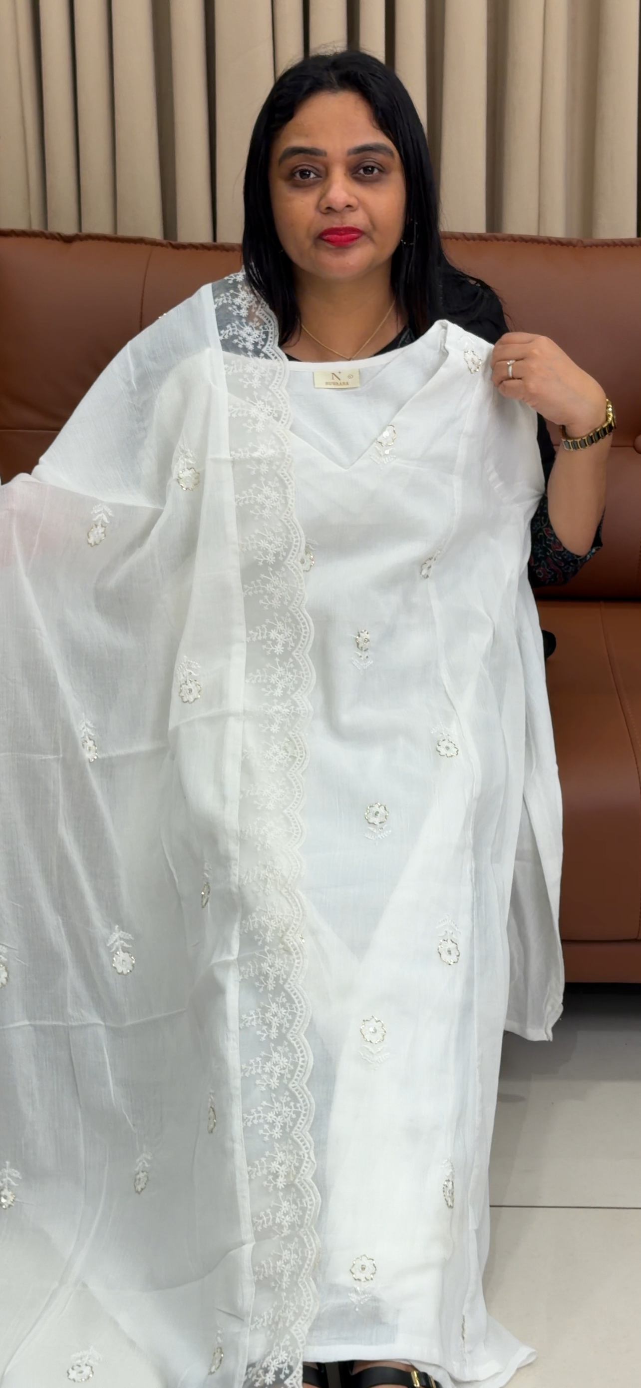 CRUSHED RAYON TOP, BOTTOM AND DUPATTA - IHA 34389