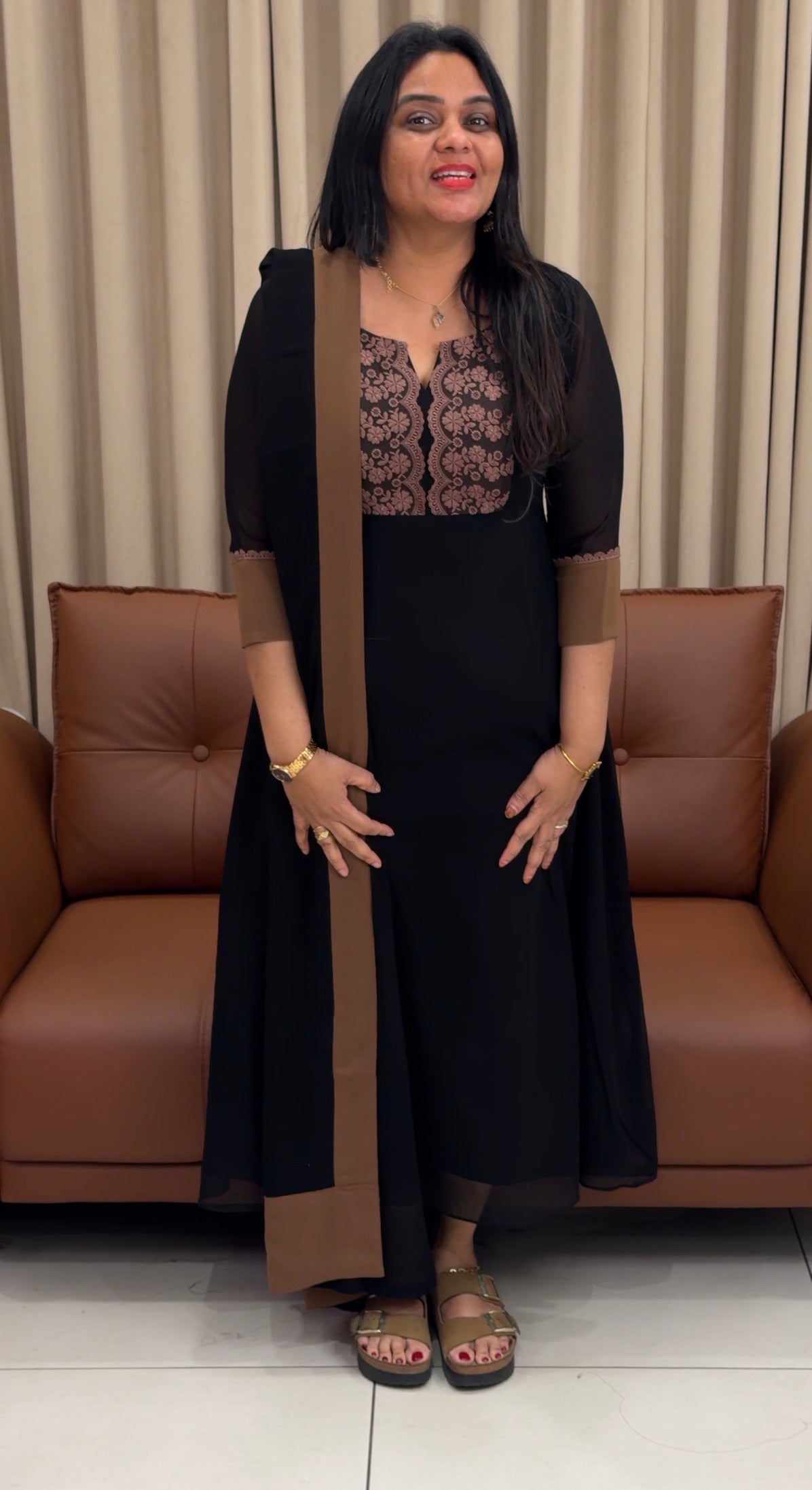 IHA'S IN-HOUSE GEORGETTE ALINE TOP AND DUPATTA - IHA 33635