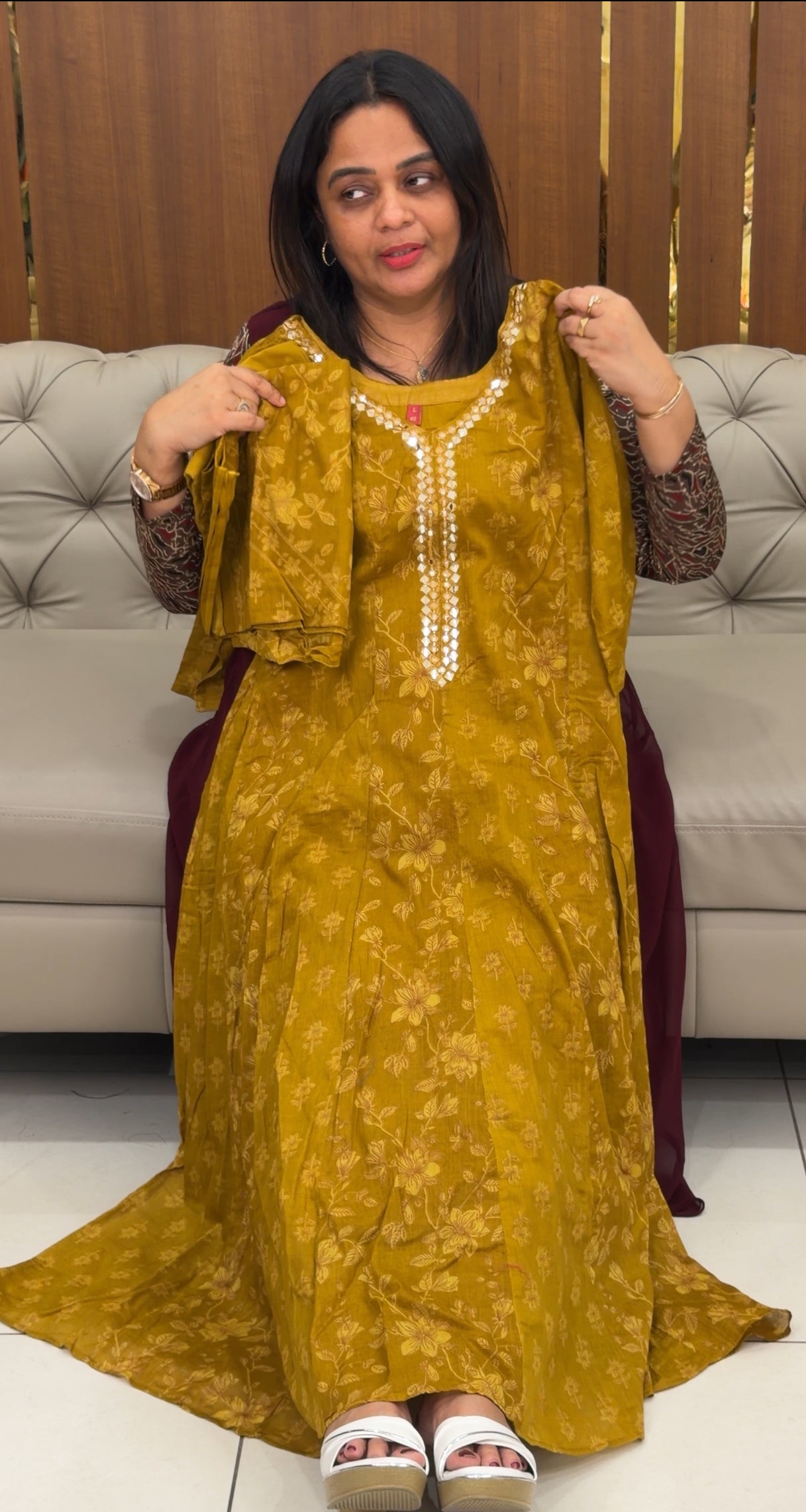 PRINTED ANARKALI TOP,BOTTOM AND DUPATTA - IHA 29212