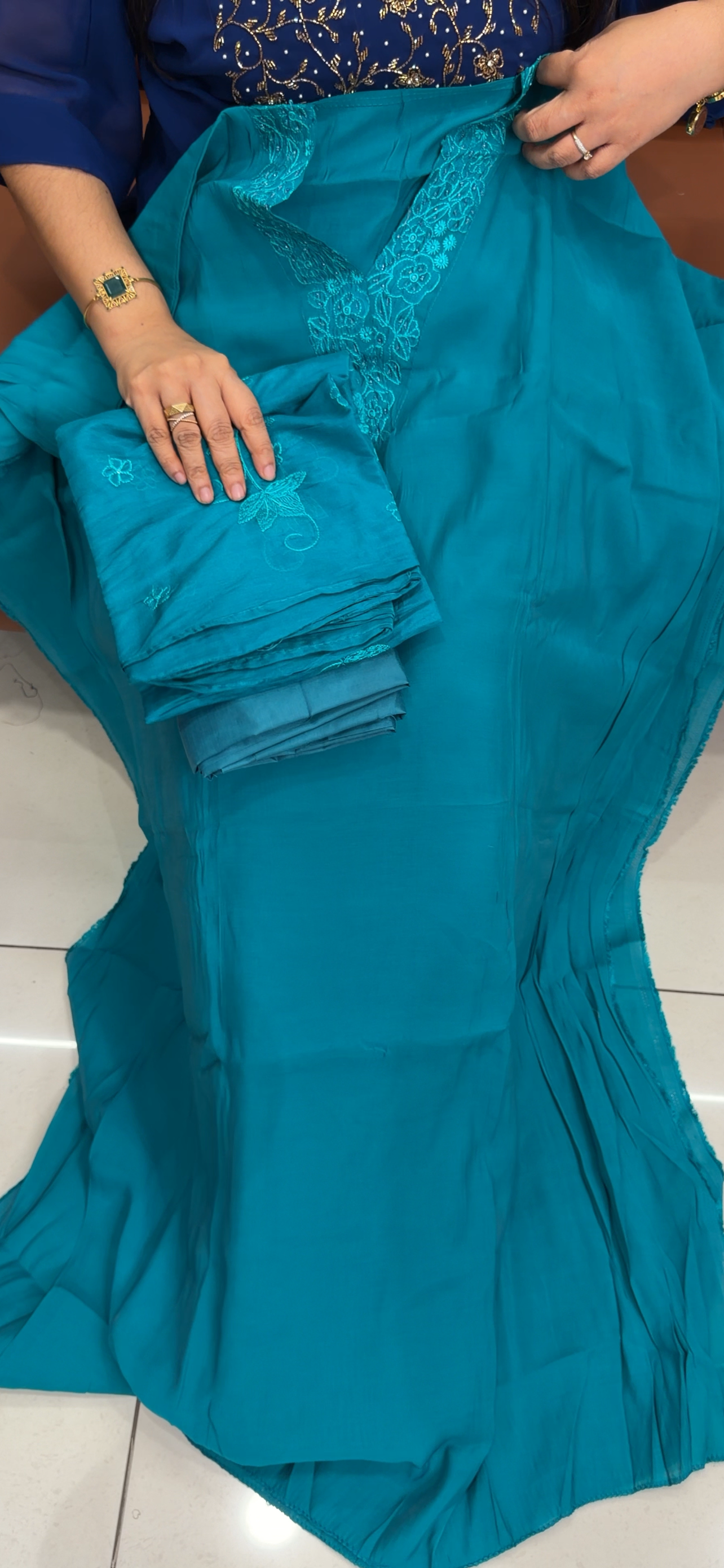 MUL CHANDERI UNSTITCHED SALWAR SUITS - IHA 34089