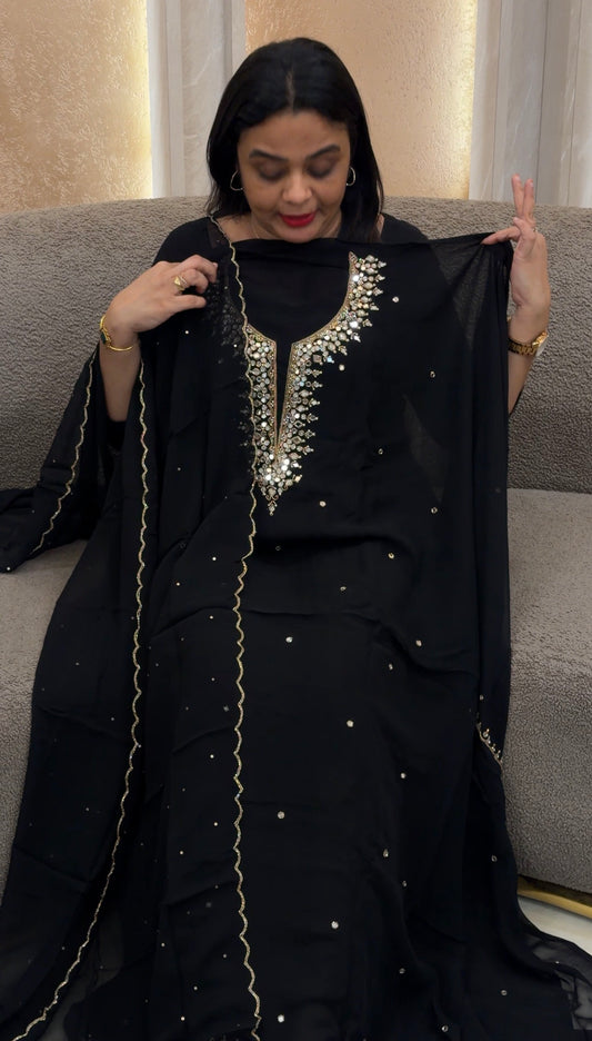 HANDWORKED UNSTITCHED SALWAR SUITS - IHA 34357