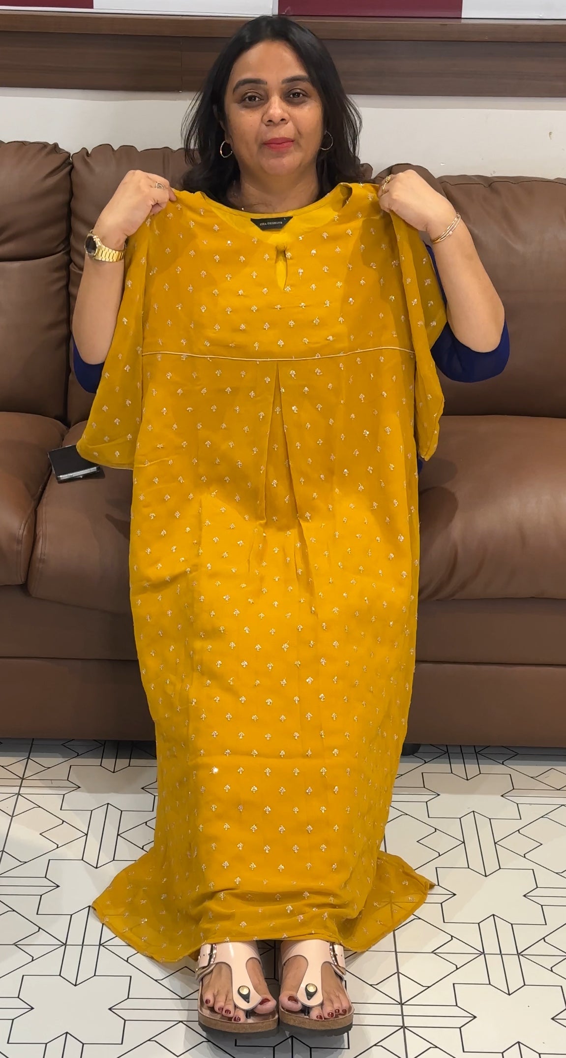 GEORGETTE LONG A-LINE TOPS - IHA 28063