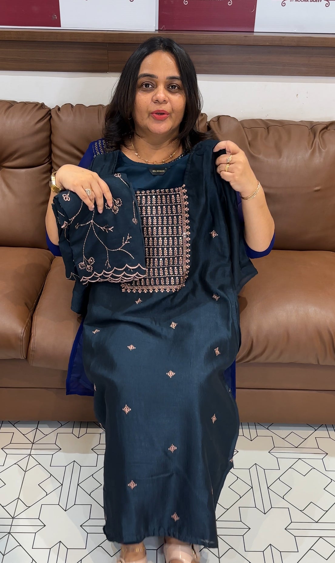 SEMI RAW SILK TOP, BOTTOM AND DUPATTA - IHA 28058