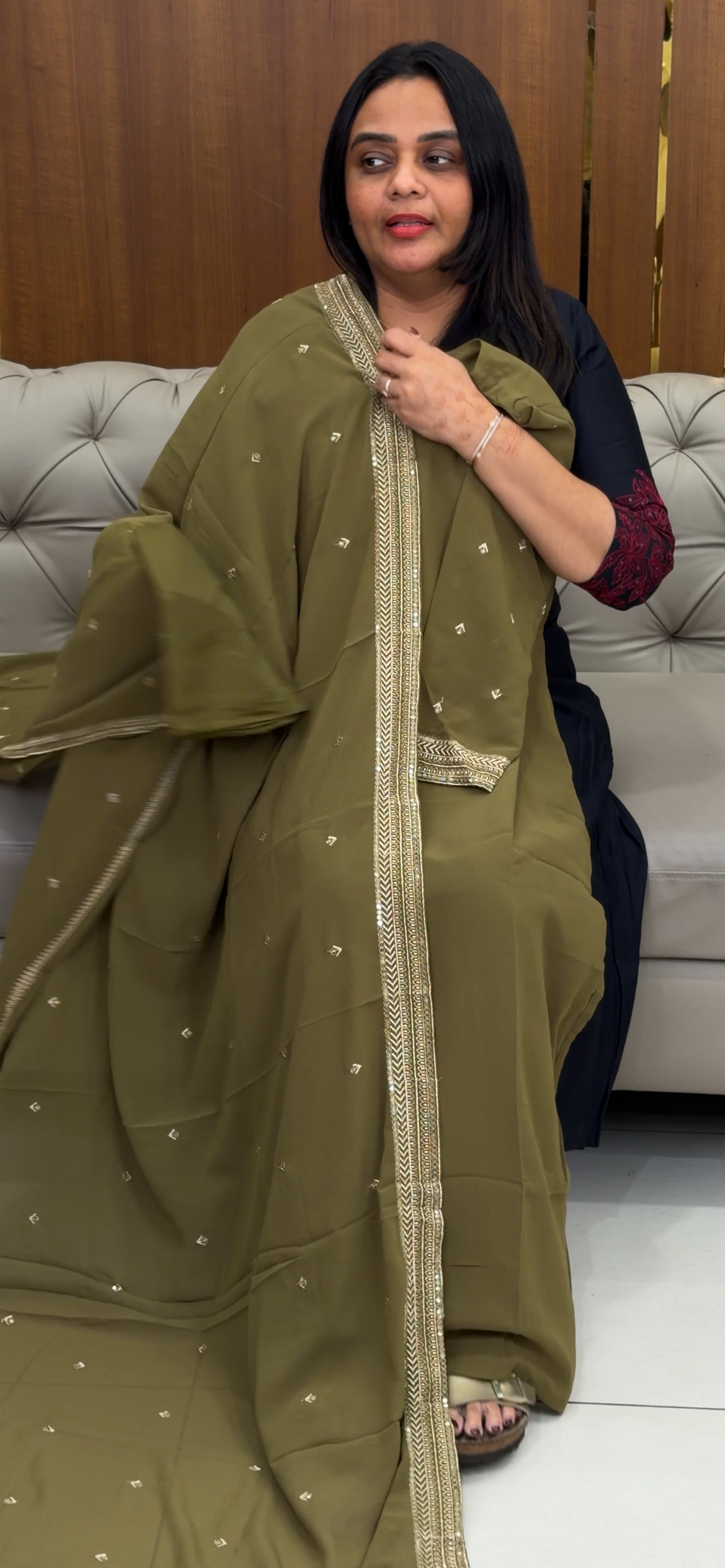 FAUX GEORGETTE TOP, BOTTOM AND DUPATTA - IHA 31984