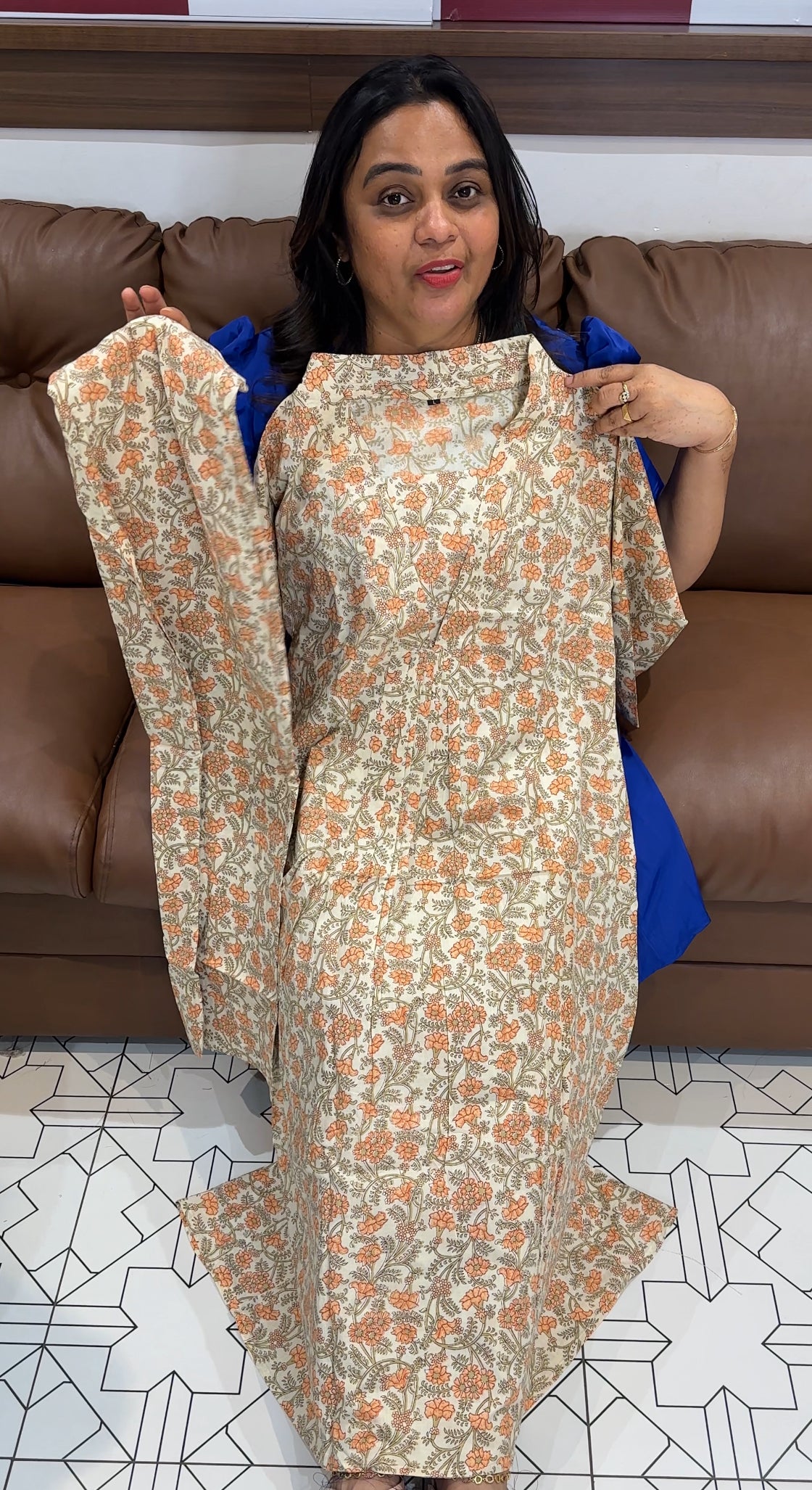 PRINTED COTTON LONG A-LIEN TOP AND BOTTOM - IHA 27689