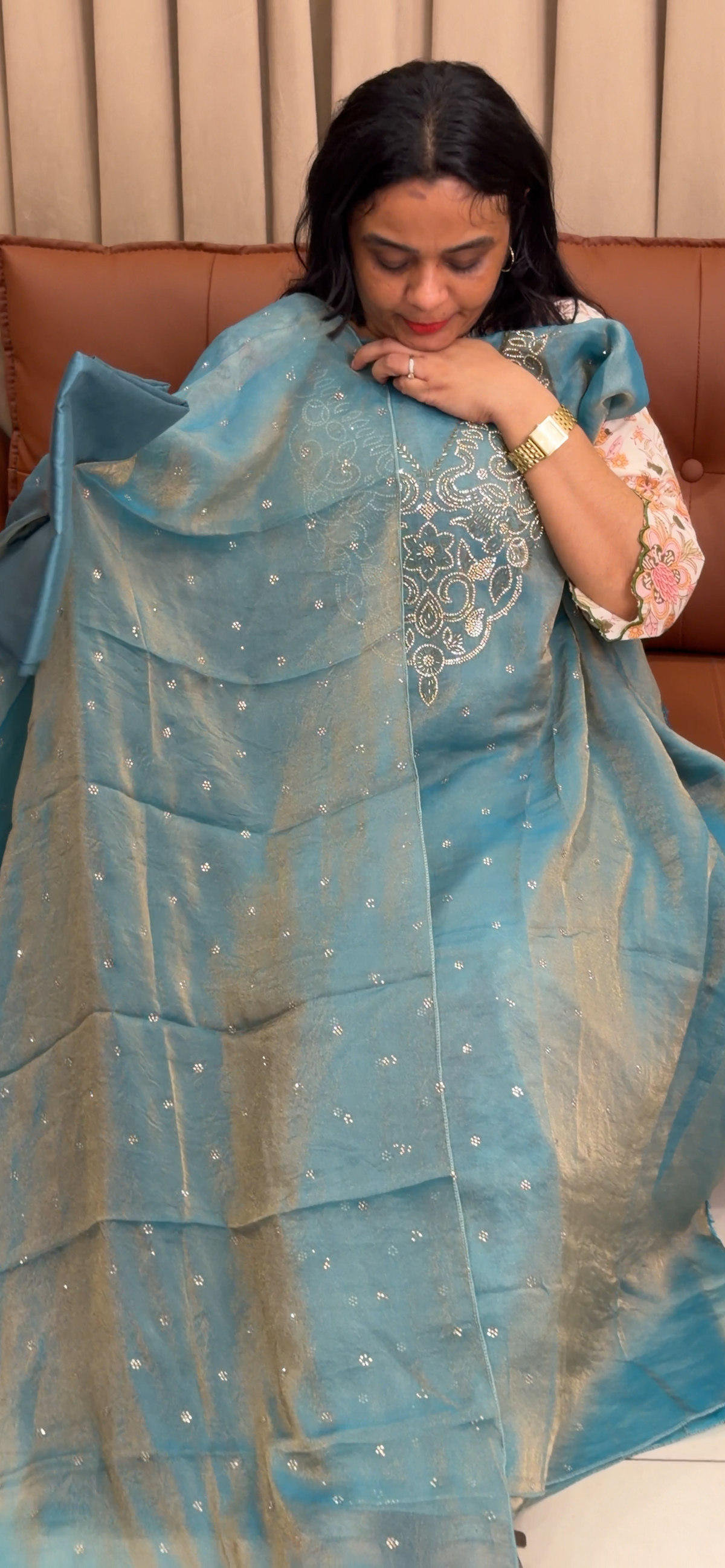 SHIMMER TISSUE UNSTITCHED SALWAR SUITS - IHA 35890