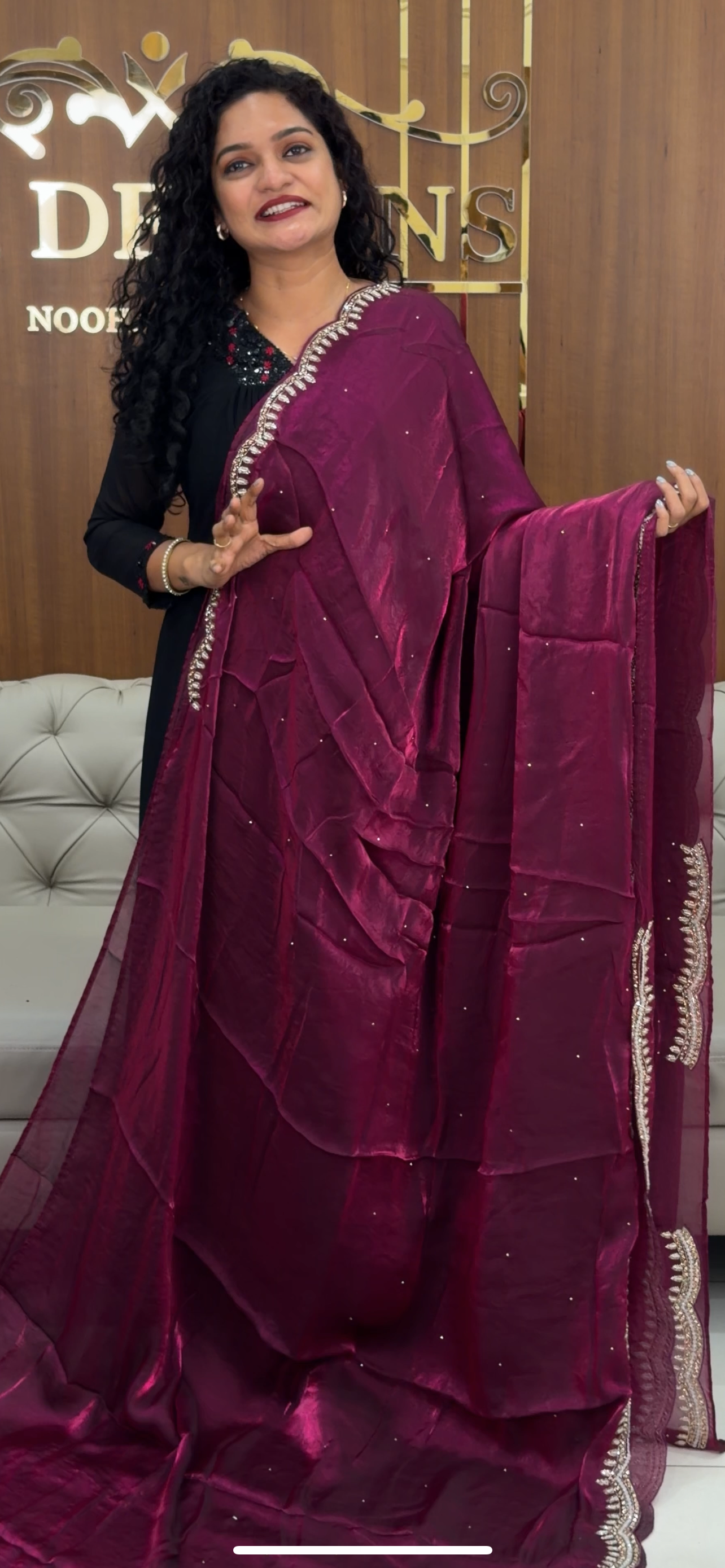 VELVET ORGANZA SAREES - IHA 29376