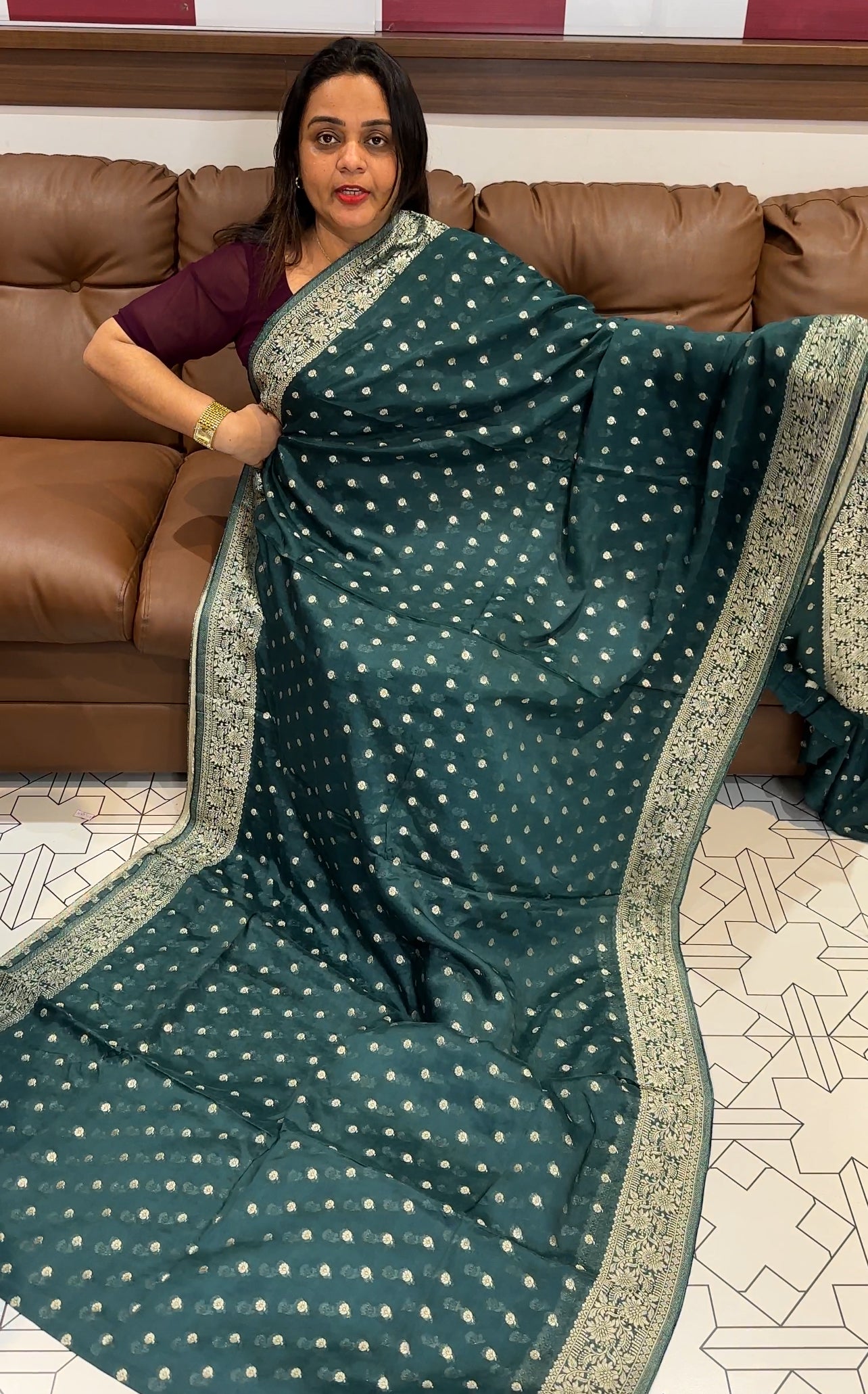 PLATINUM CHIFFON SAREES - IHA 22835