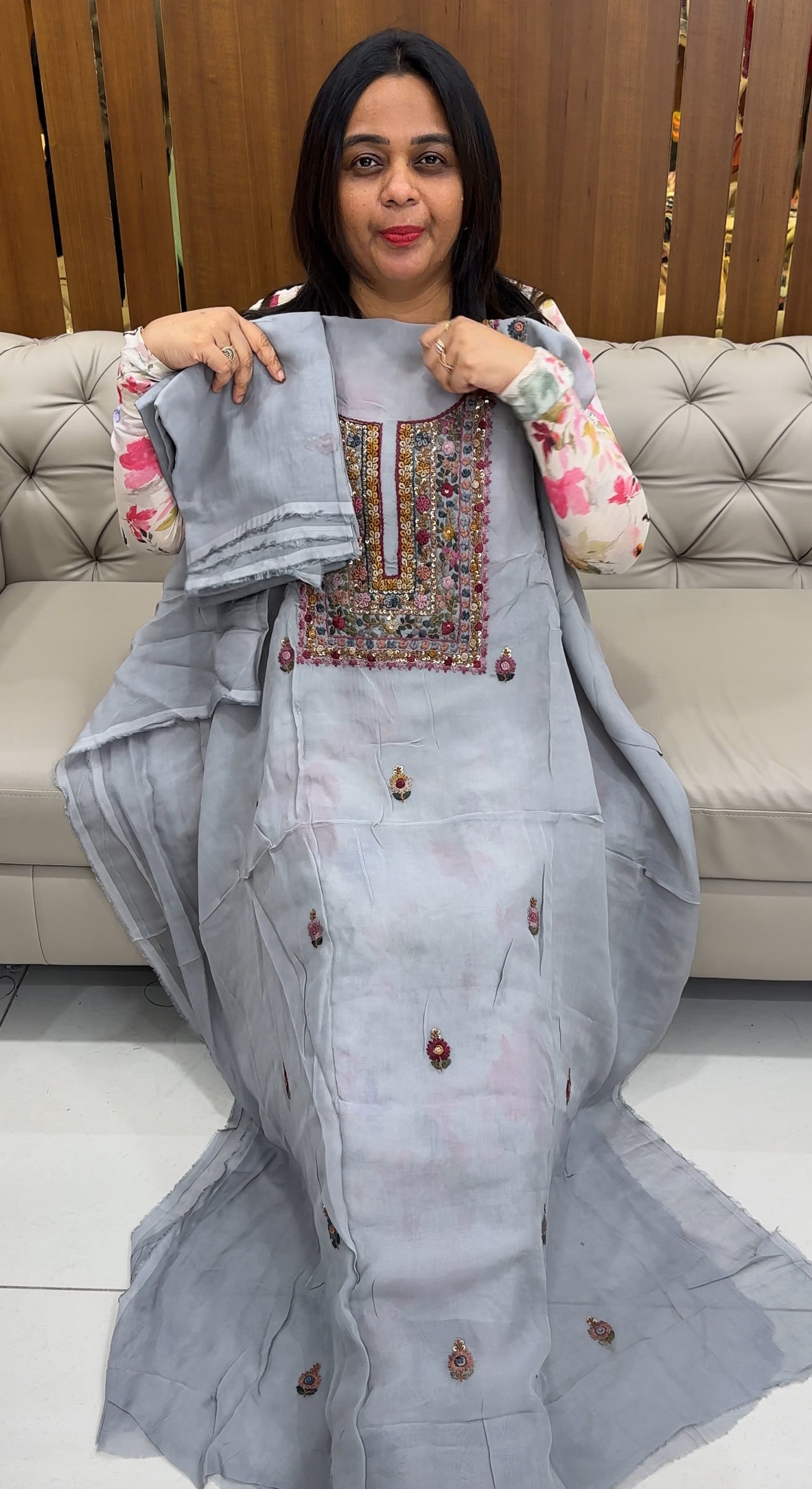 VISCOSE ORGANZA UNSTITCHED SALWAR SUITS - IHA 26349