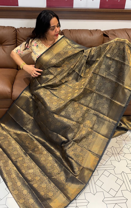 SEMI BROCADE SAREE - IHA 19981