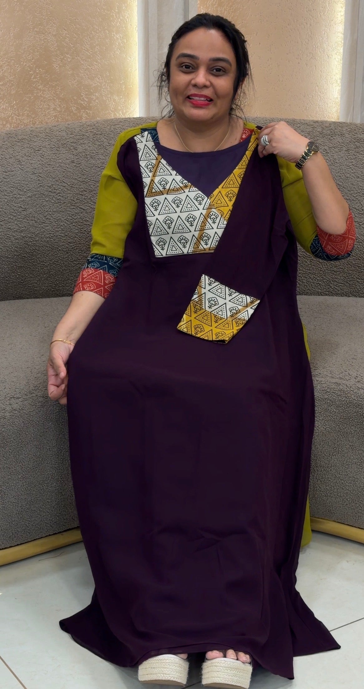 IHA'S IN-HOUSE GEORGETTE SLITTED TOPS - IHA 35006