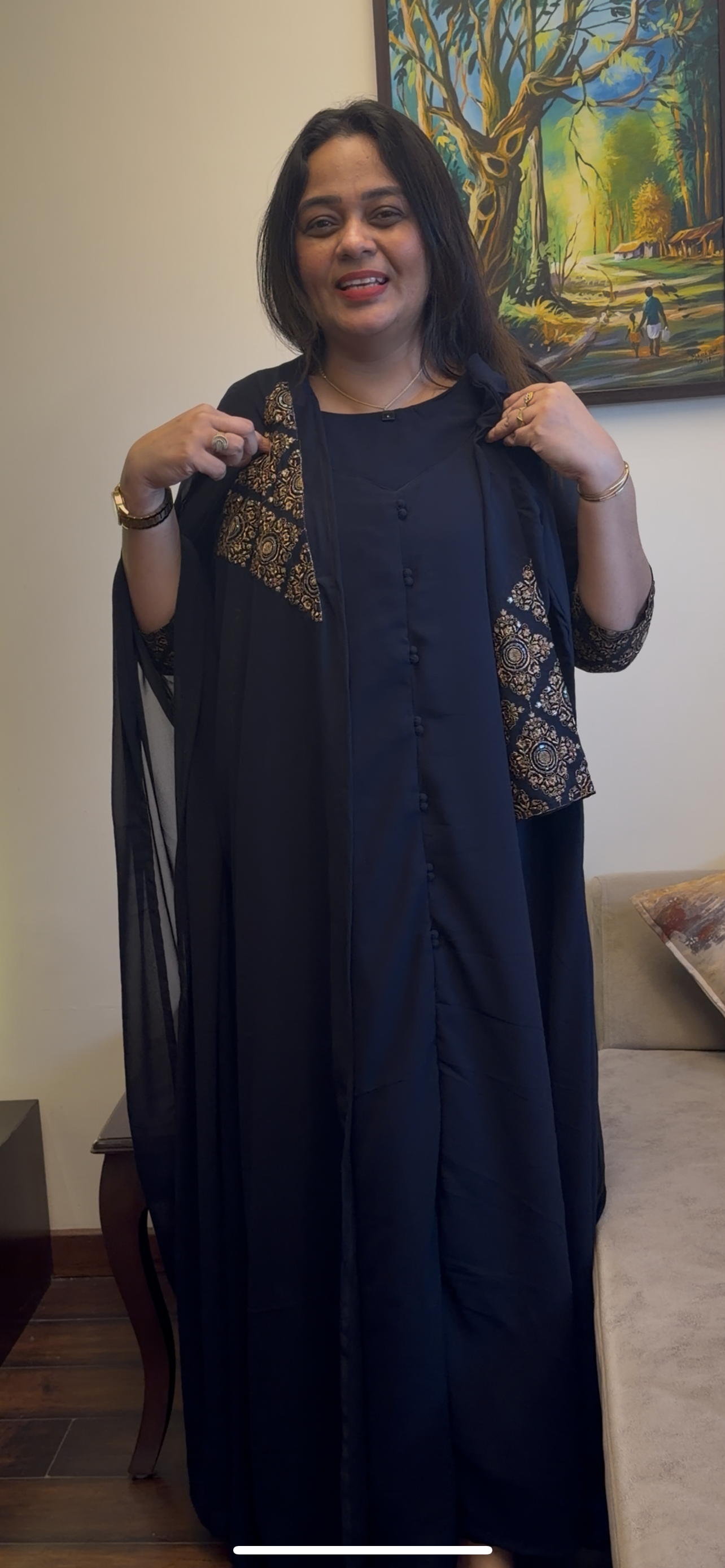 DESIGNER LONG ALINE TOP AND DUPATTA - IHA 29374