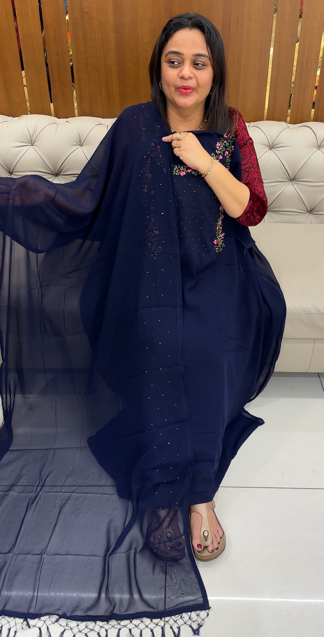 FAUX GEORGETTE UNSTITCHED SALWAR SUITS - IHA 26389
