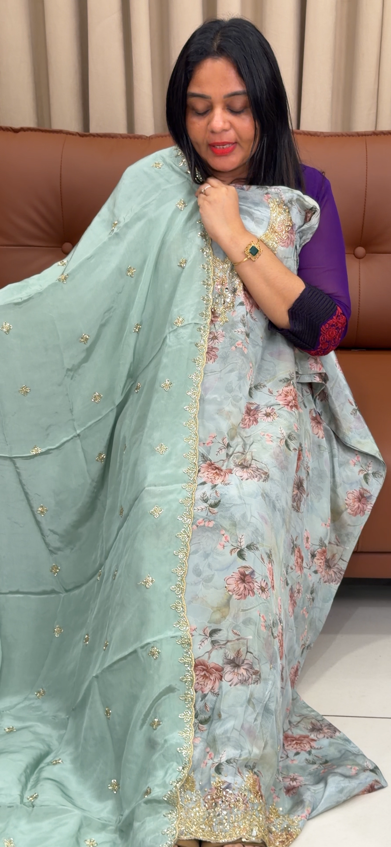 VISCOSE CRAPE UNSTITCHED SALWAR SUITS - IHA 33682