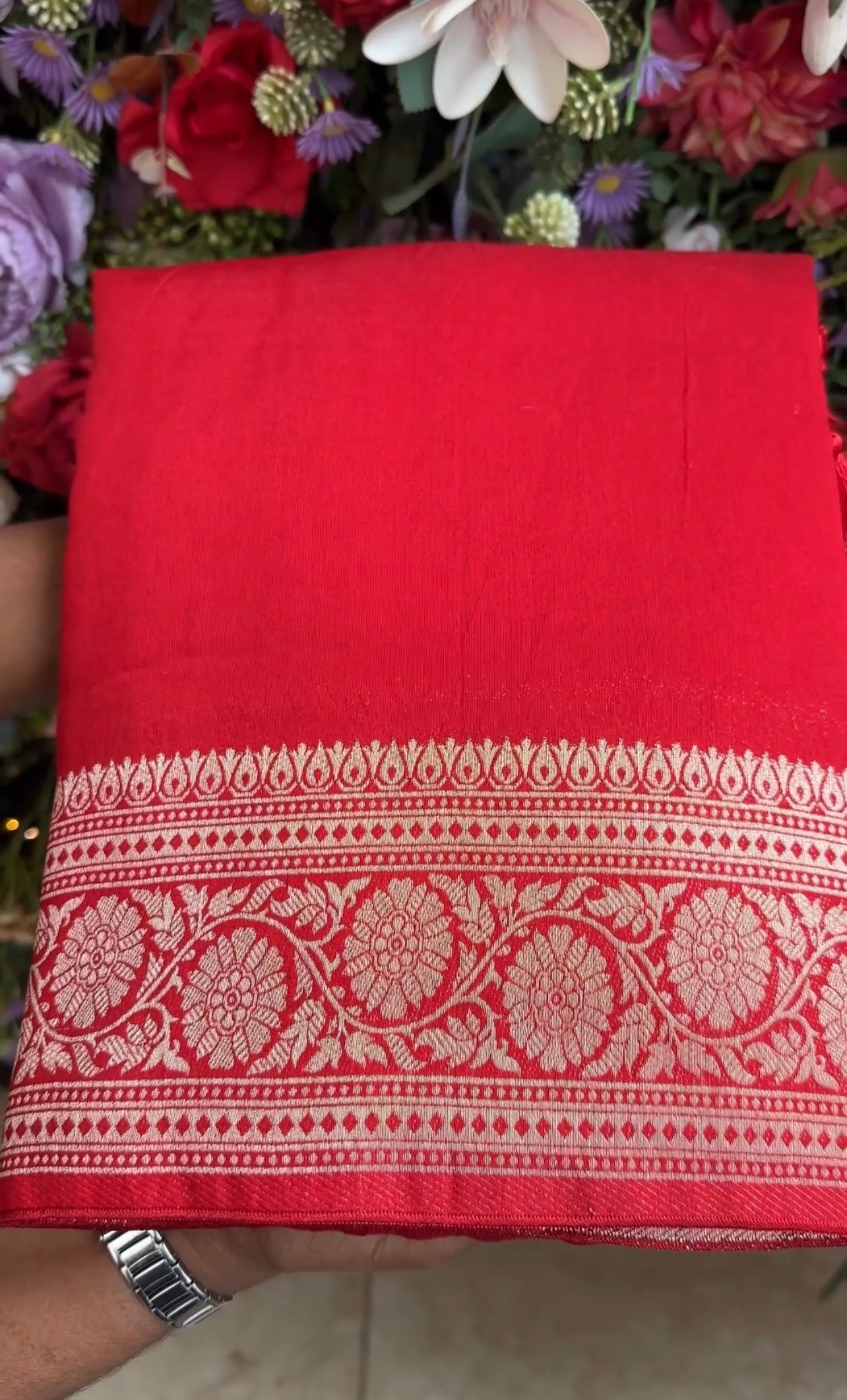 VISCOSE GEORGETTE BANARASI SAREES - IHA 34445