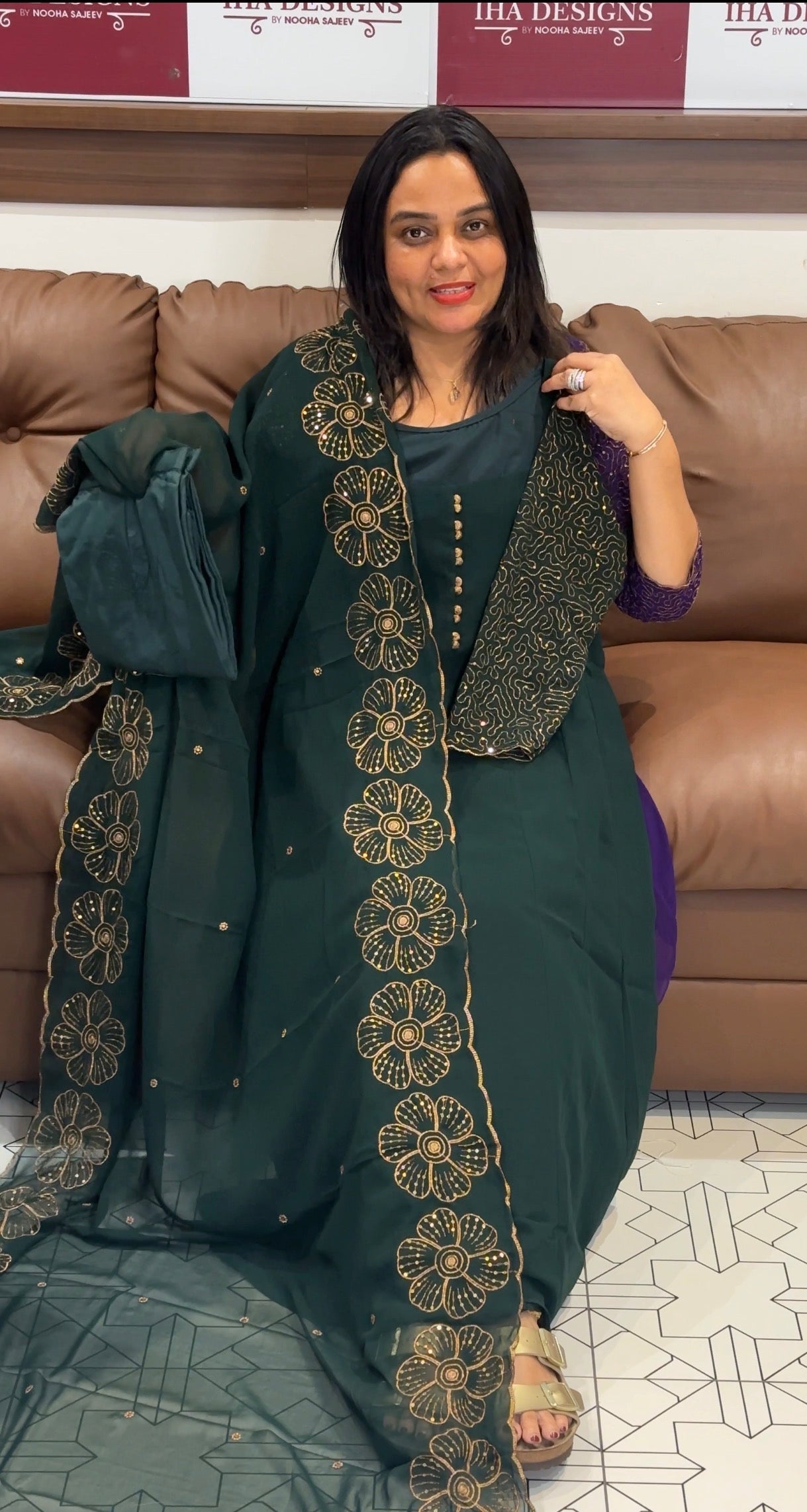 IHA'S IN-HOUSE ANARKALI TOP, BOTTOM AND DUPATTA - IHA 35093