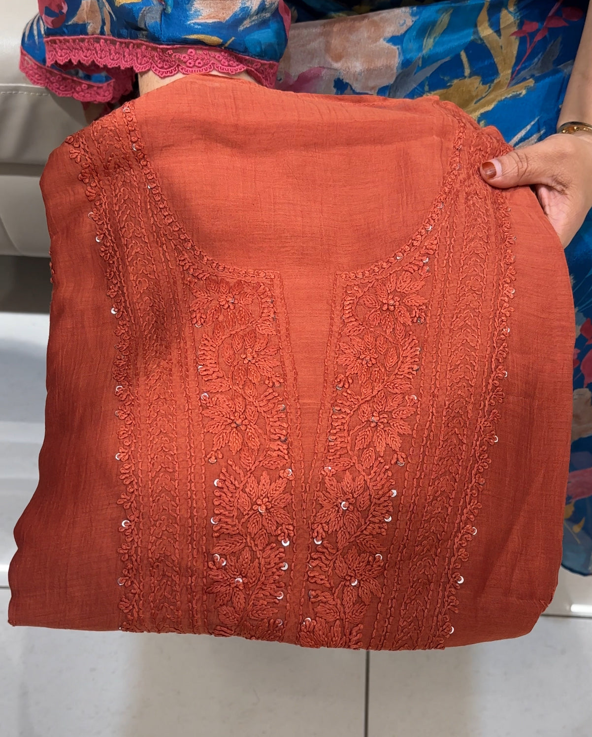 LUCKNOWI CHIKANKARI UNSTITCHED SALWAR SUITS - IHA 24618