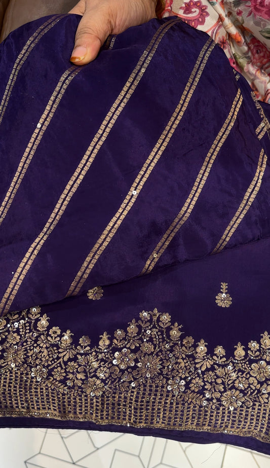 HAND WORKED UNSTITCHED SALWAR SUITS- IHA 26142