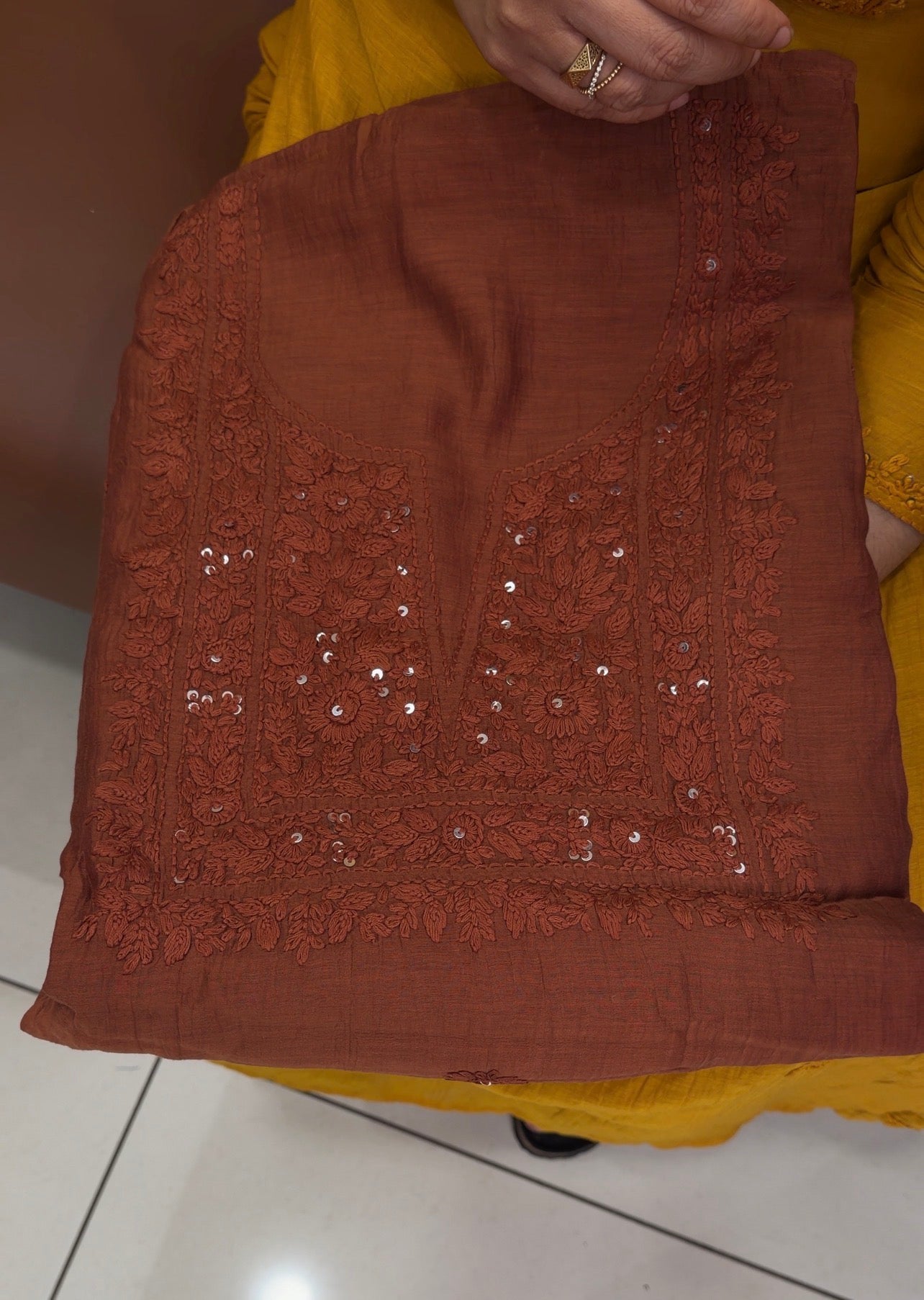 LUCKNOWI CHIKANKARI UNSTITCHED SALWAR SUITS - IHA 34724
