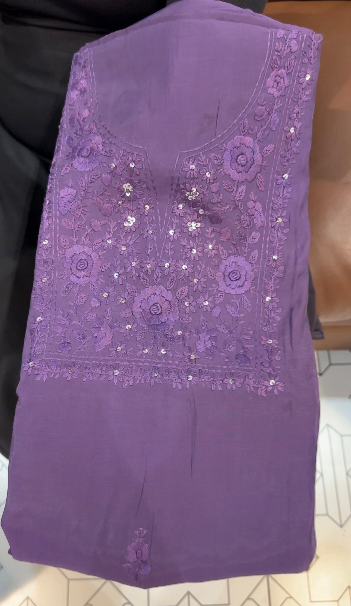 LUCKNOWI CHIKANKARI UNSTITCHED SALWAR SUITS - IHA 35993