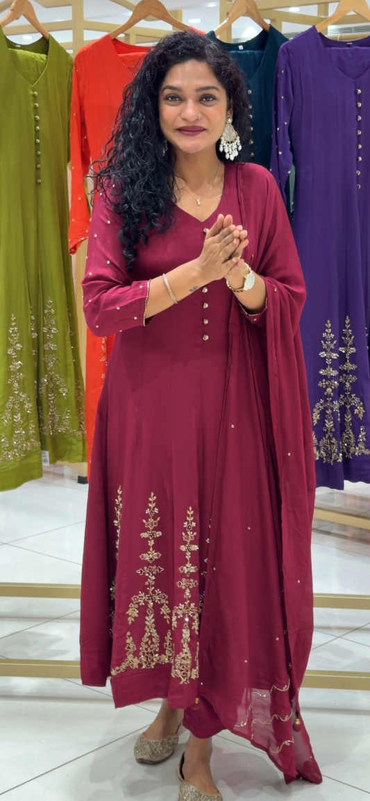 PARTY WEAR TOP, BOTTOM AND DUPPATA - IHA 29636