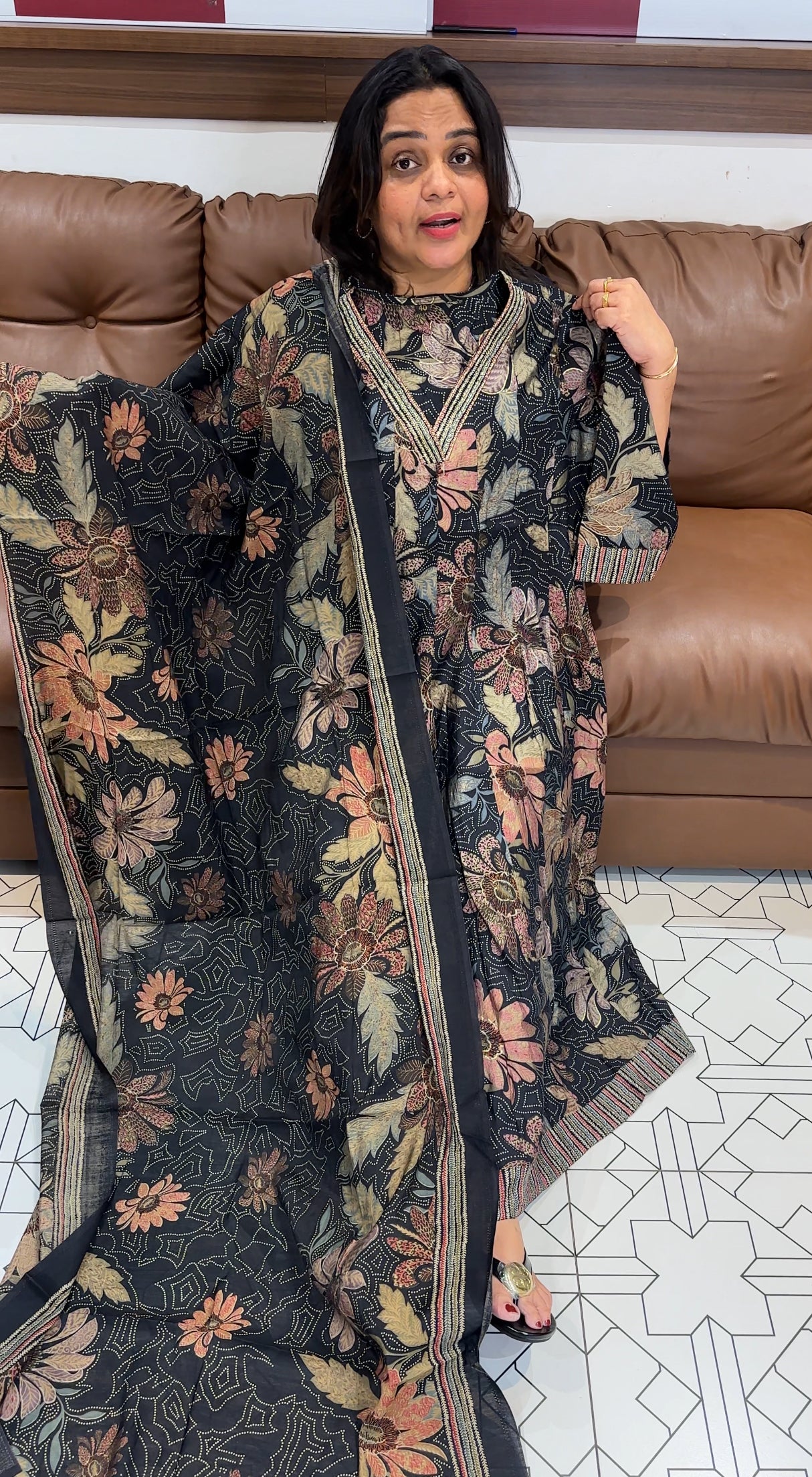 PRINTED MUSLIN TOP, BOTTOM AND DUPATTA - IHA 27805