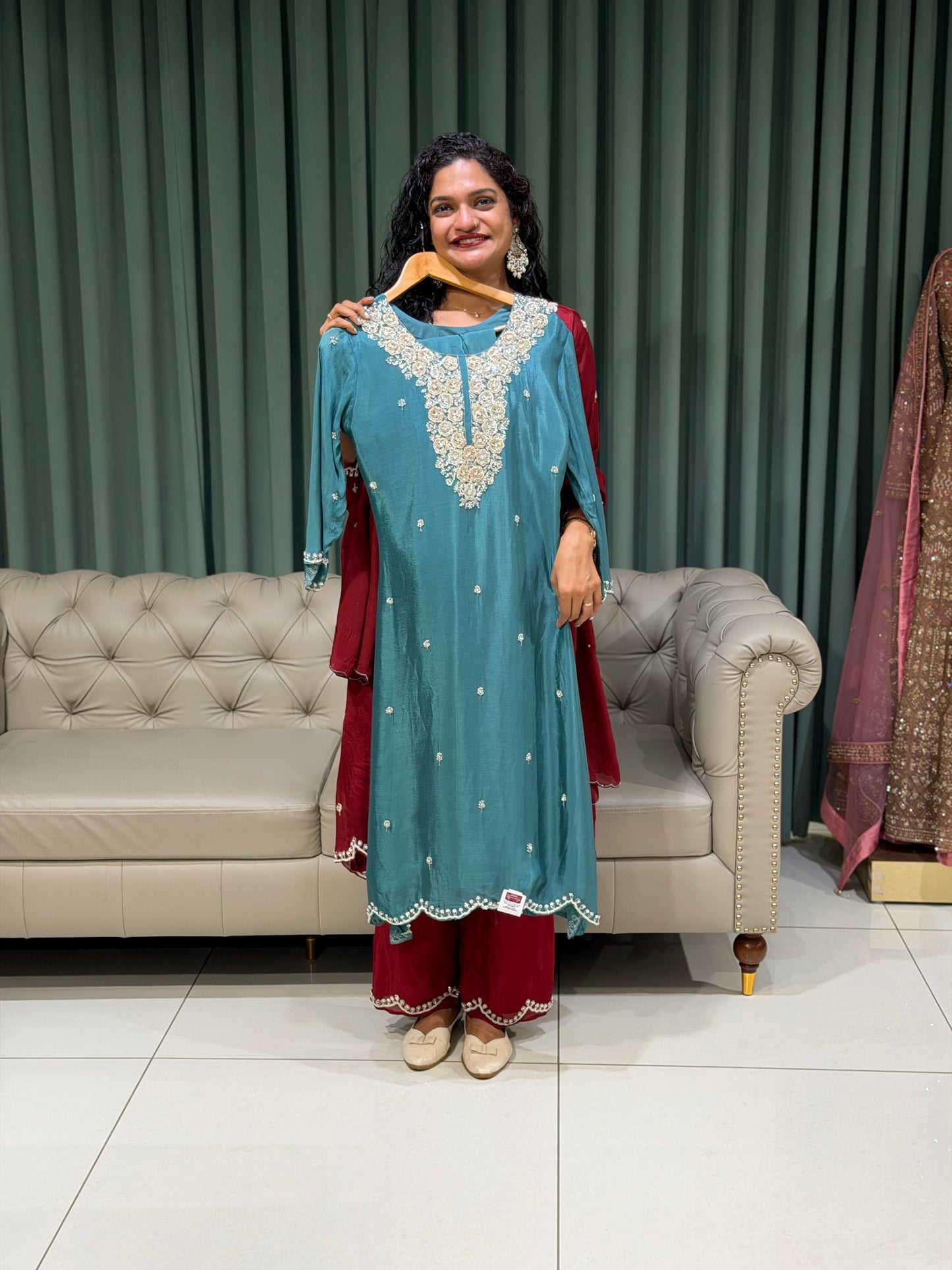 PARTY WEAR TOP, BOTTOM AND DUPATTA - IHA 29776