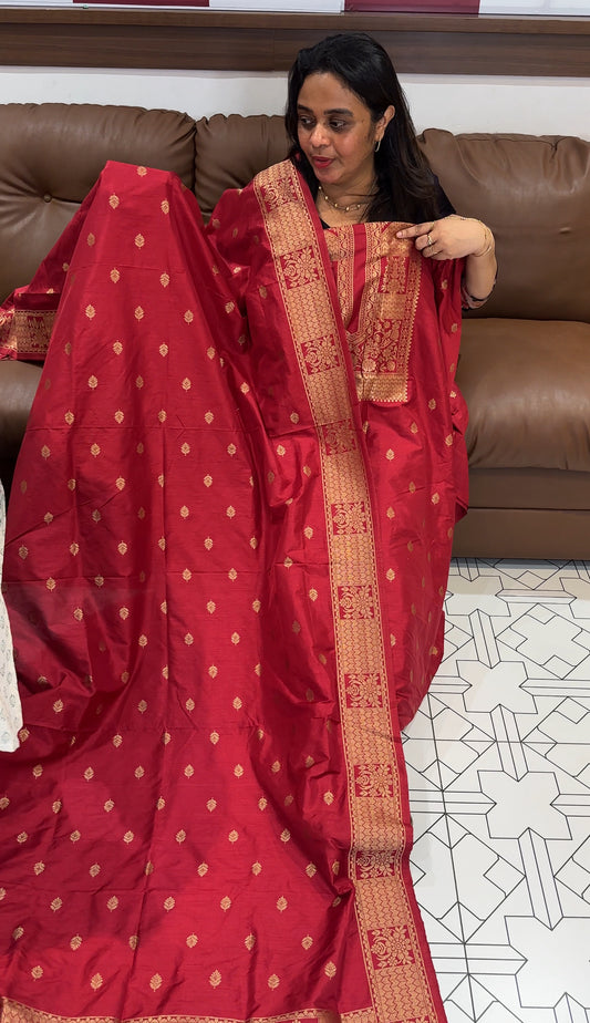 KATAN BANARASI UNSTITCHEED SALWAR SUITS - IHA 26653