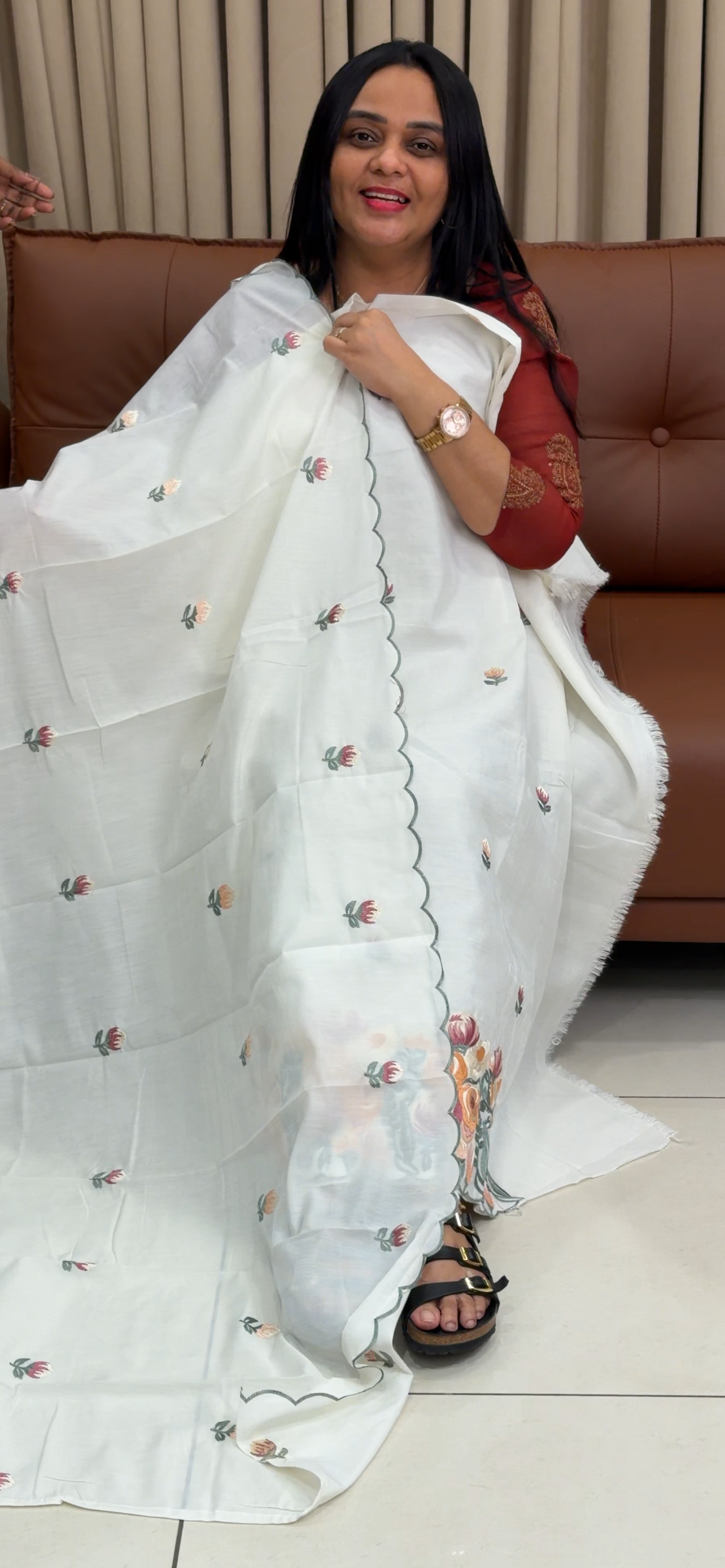 MALAI CHANDERI UNSTITCHED SALWAR SUITS - IHA 34701