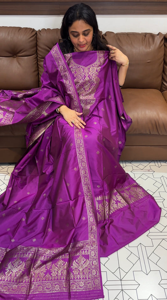 SEMI KATAN UNSTITCHED SALWAR SUITS - IHA 26597