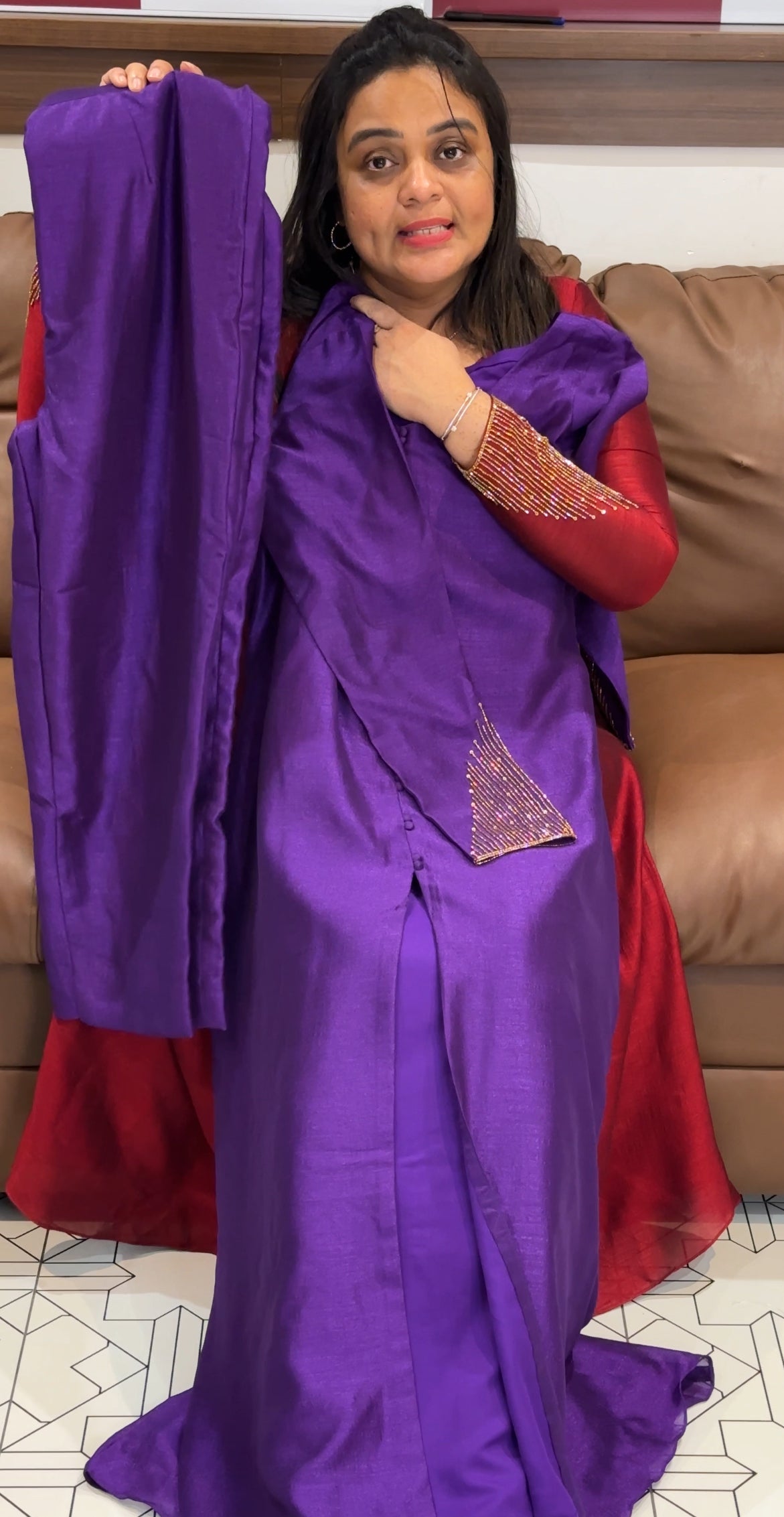 IHA'S IN-HOUSE SEMI RAW SILK TOP AND BOTTOM - IHA 27756