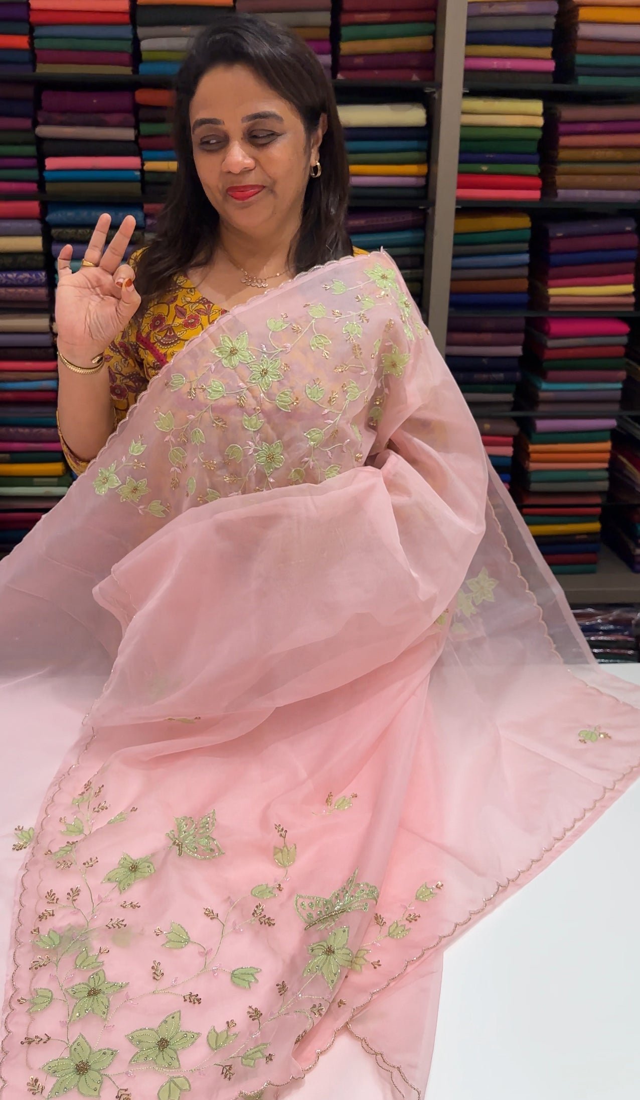NYLON ORGANZA SAREES - IHA 24858