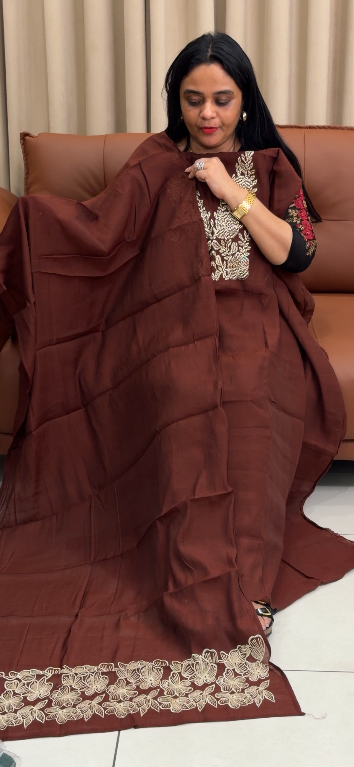 SILK LINEN UNSTITCHED SALWAR SUITS - IHA 35350