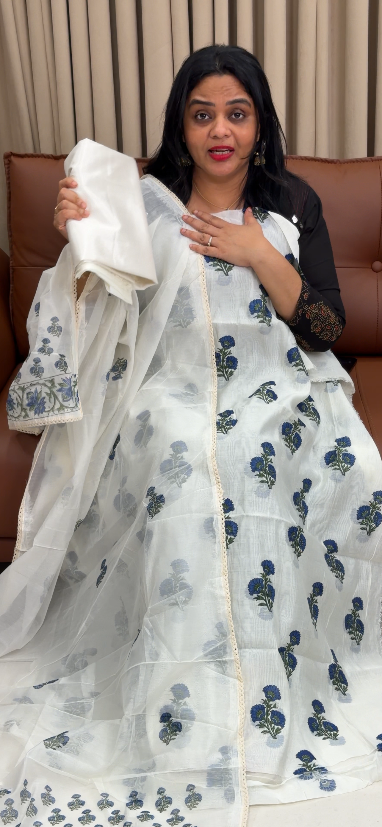 MUL CHANDERI UNSTITCHED SALWAR SUITS - IHA 34479