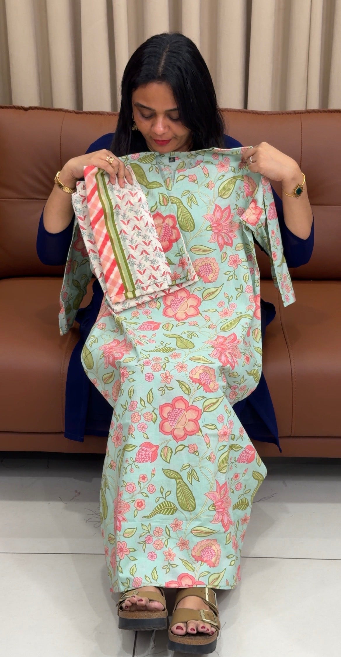PRINTED COTTON TOP,BOTTOM AND DUPATTA - IHA 33631