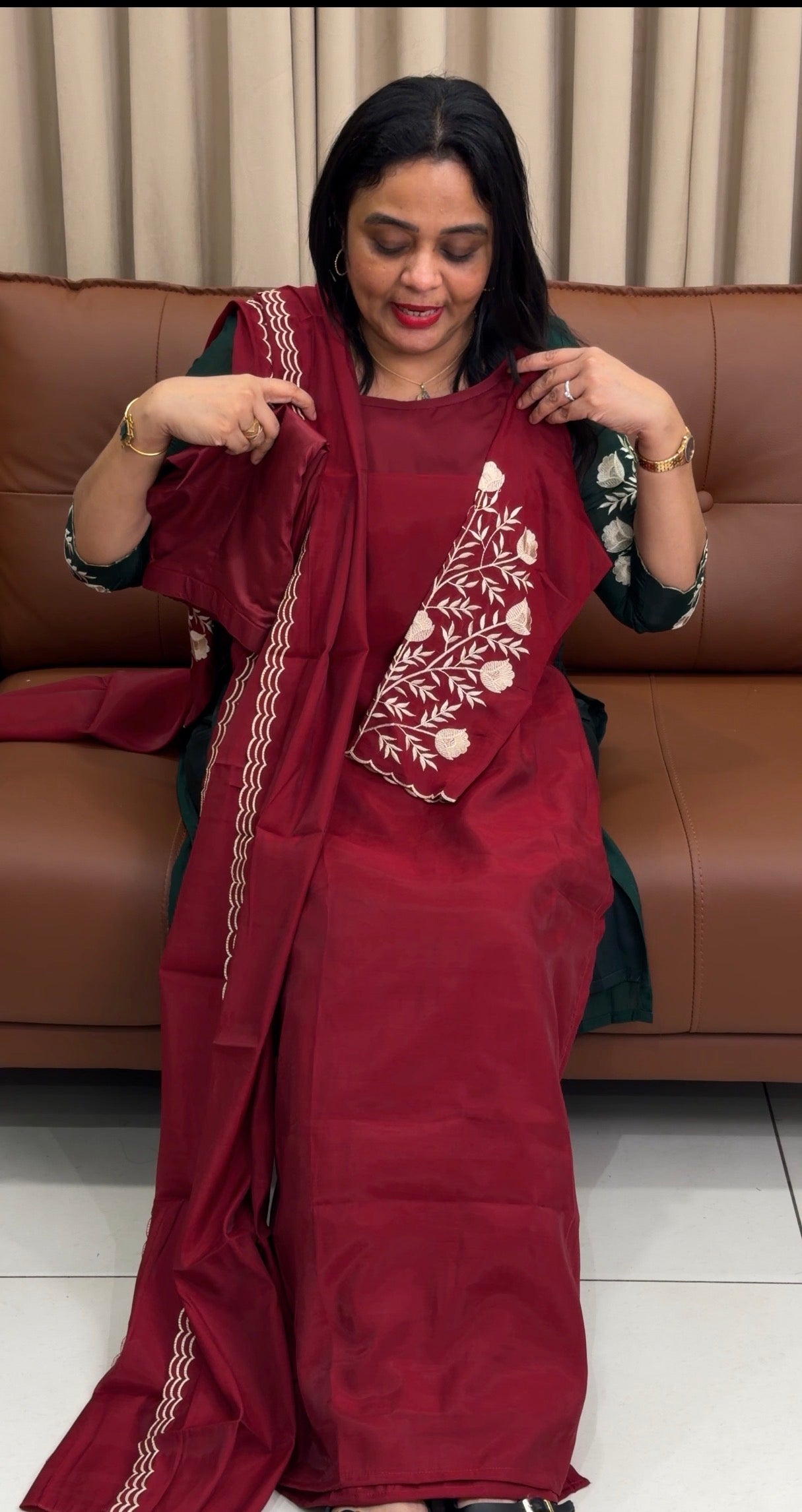 IHA'S IN-HOUSE MALAI CHANDERI TOP,BOTTOM AND DUPATTA - IHA 34059