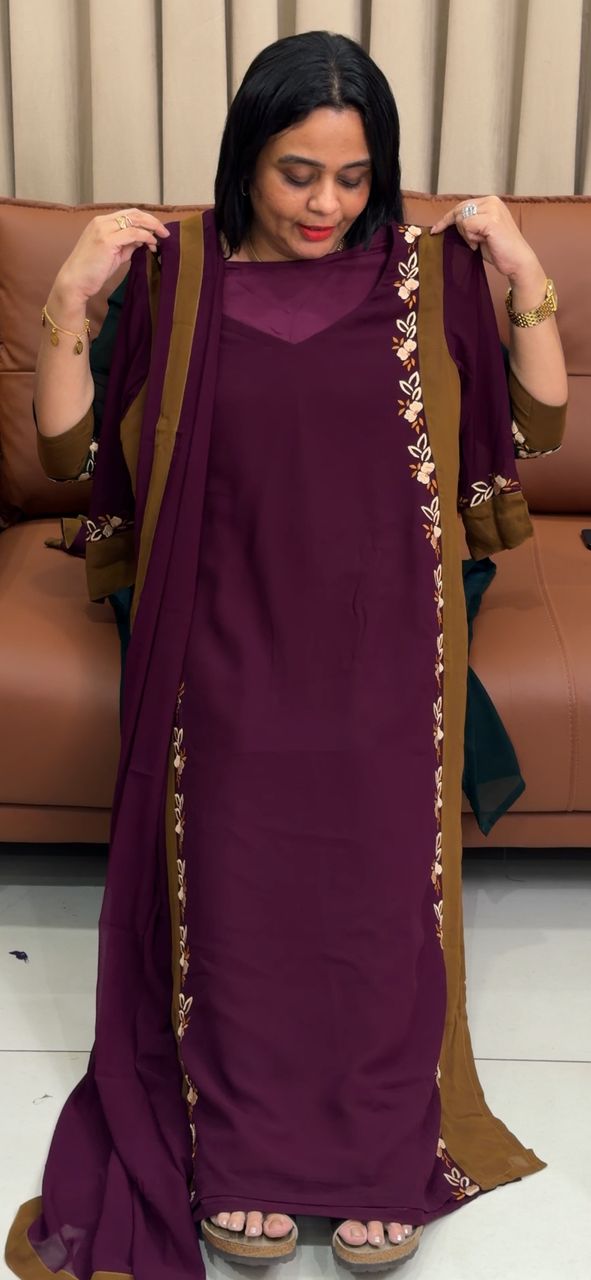 IHA'S IN-HOUSE FAUX GEORGETTE LONG SLITTED TOP AND DUPATTA  - IHA 35805