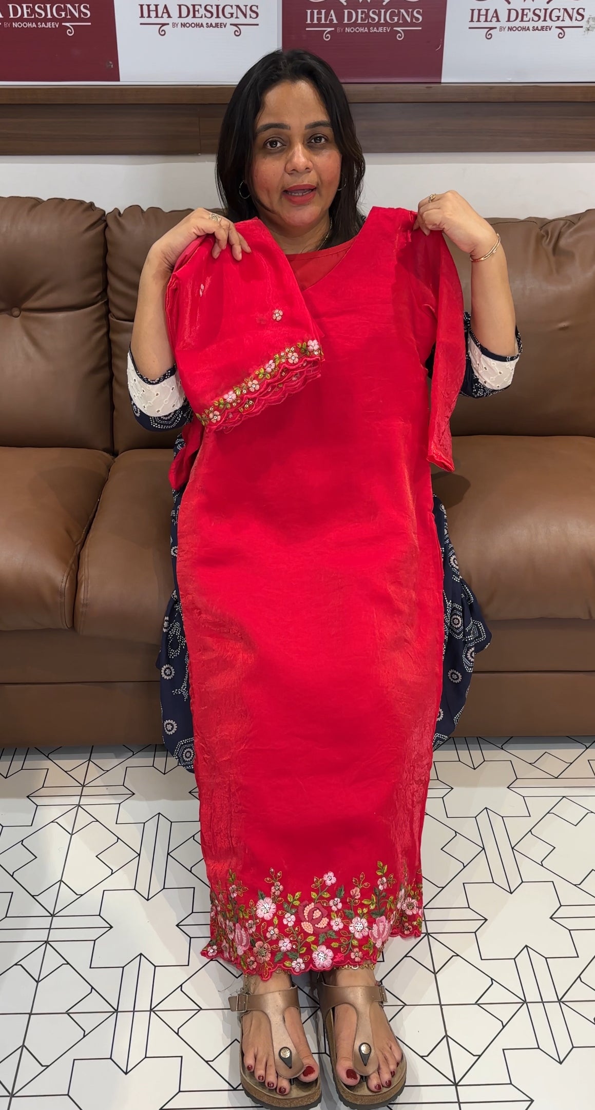 VELVET ORGANZA TOP, BOTTOM AND DUPATTA - IHA 27247