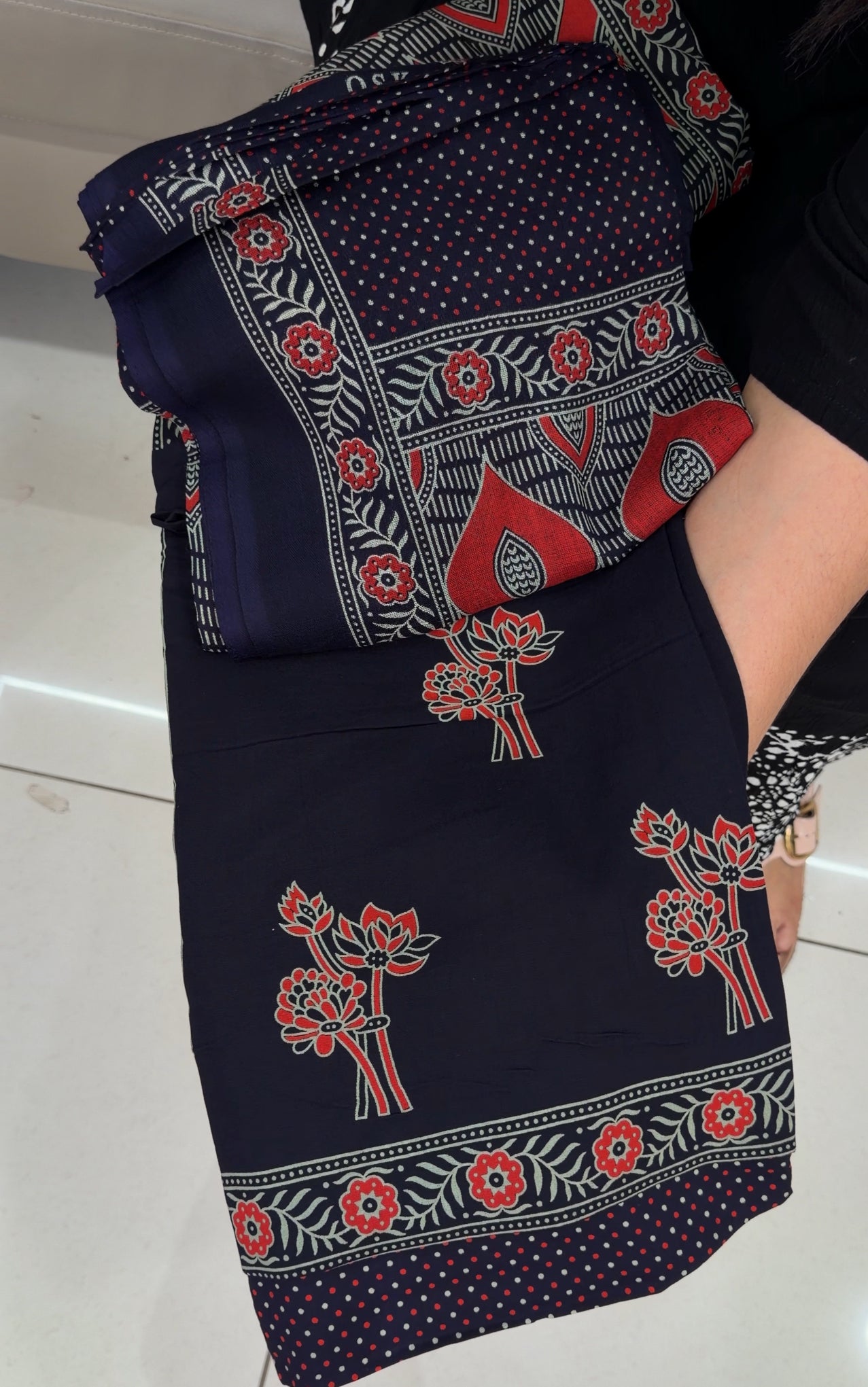 AJRAKH PRINTED UNSTITCHED SALWAR SUITS - IHA 29183